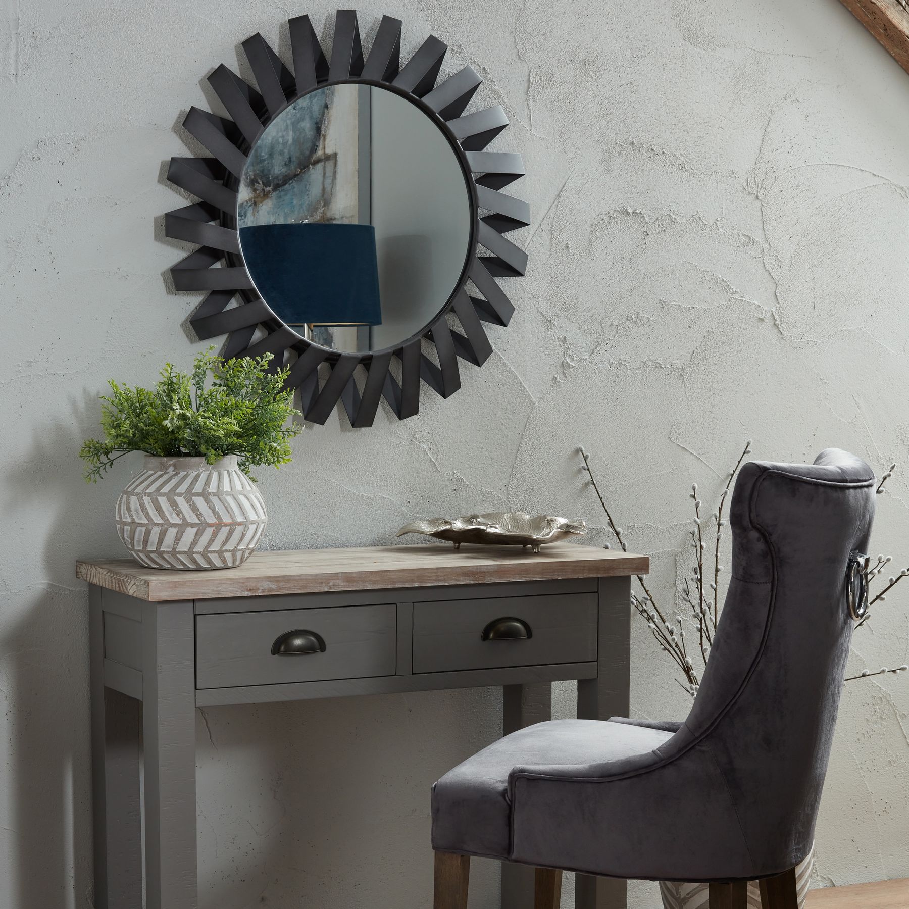 Black Origami Sunburst Mirror - Image 4