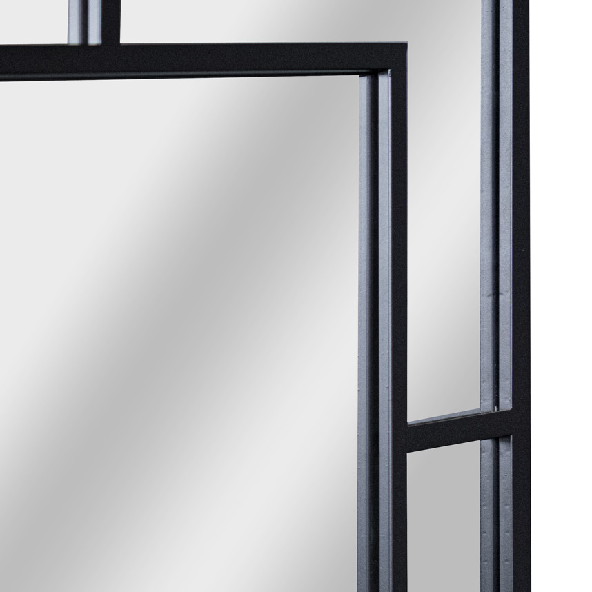 Black Multi Paned Patterned Window Mirror - Image 2