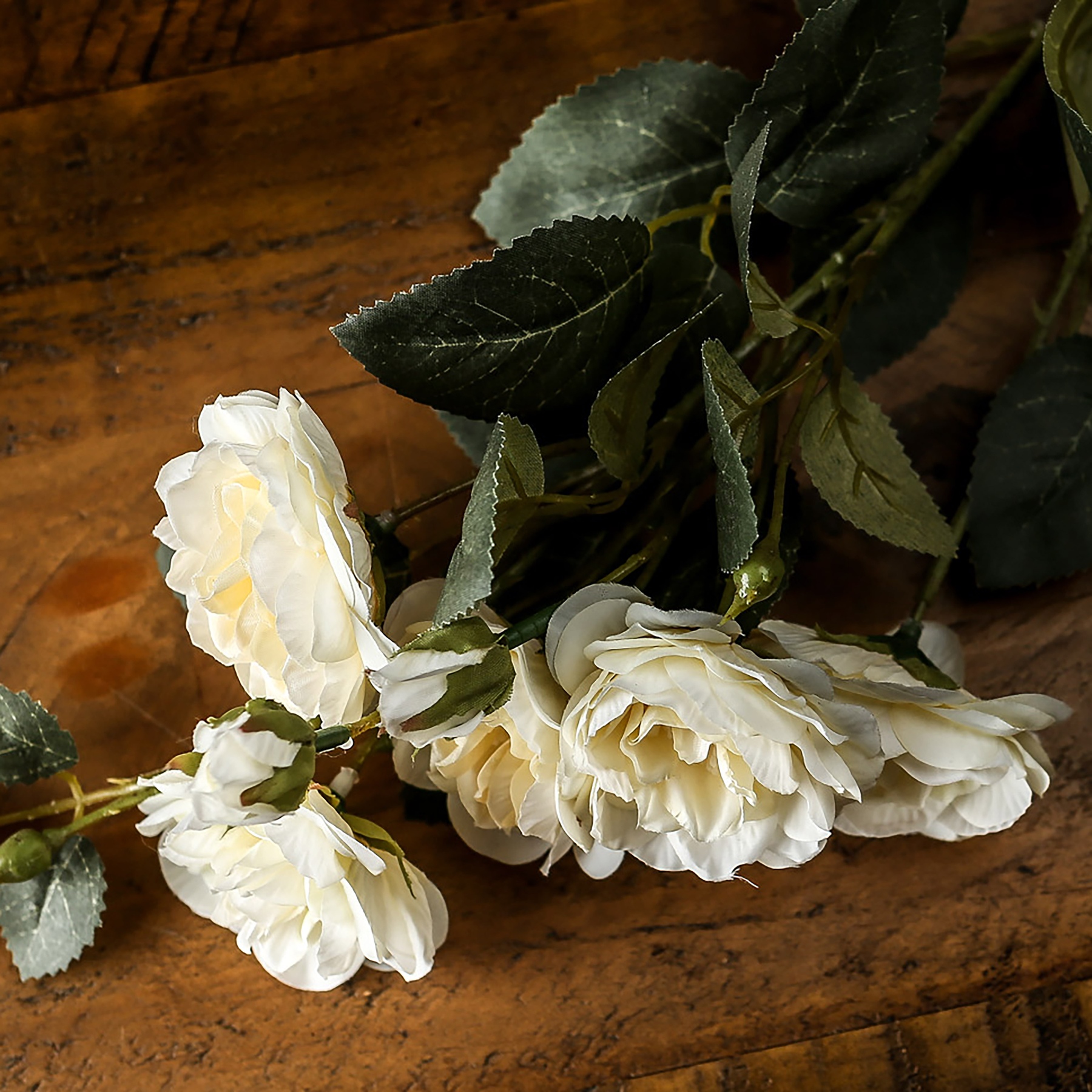 Soft White Cottage Rose Stem - Image 4