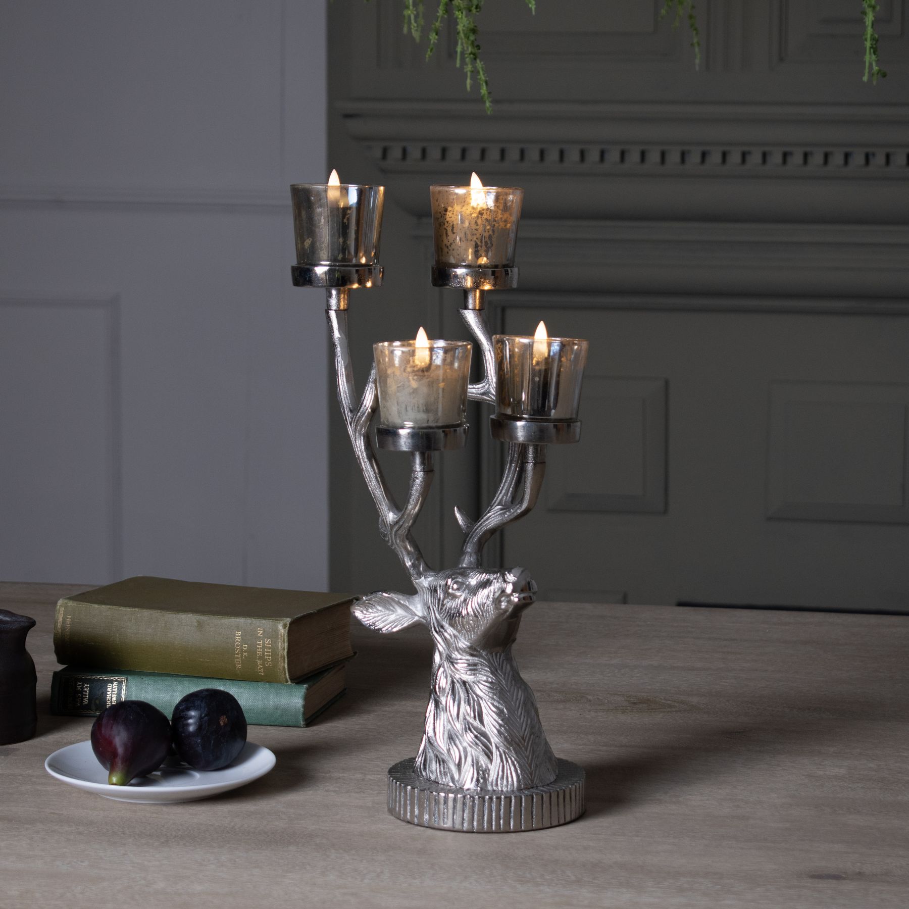Silver Stag Four Tealight Holder Wholesale by Hill Interiors