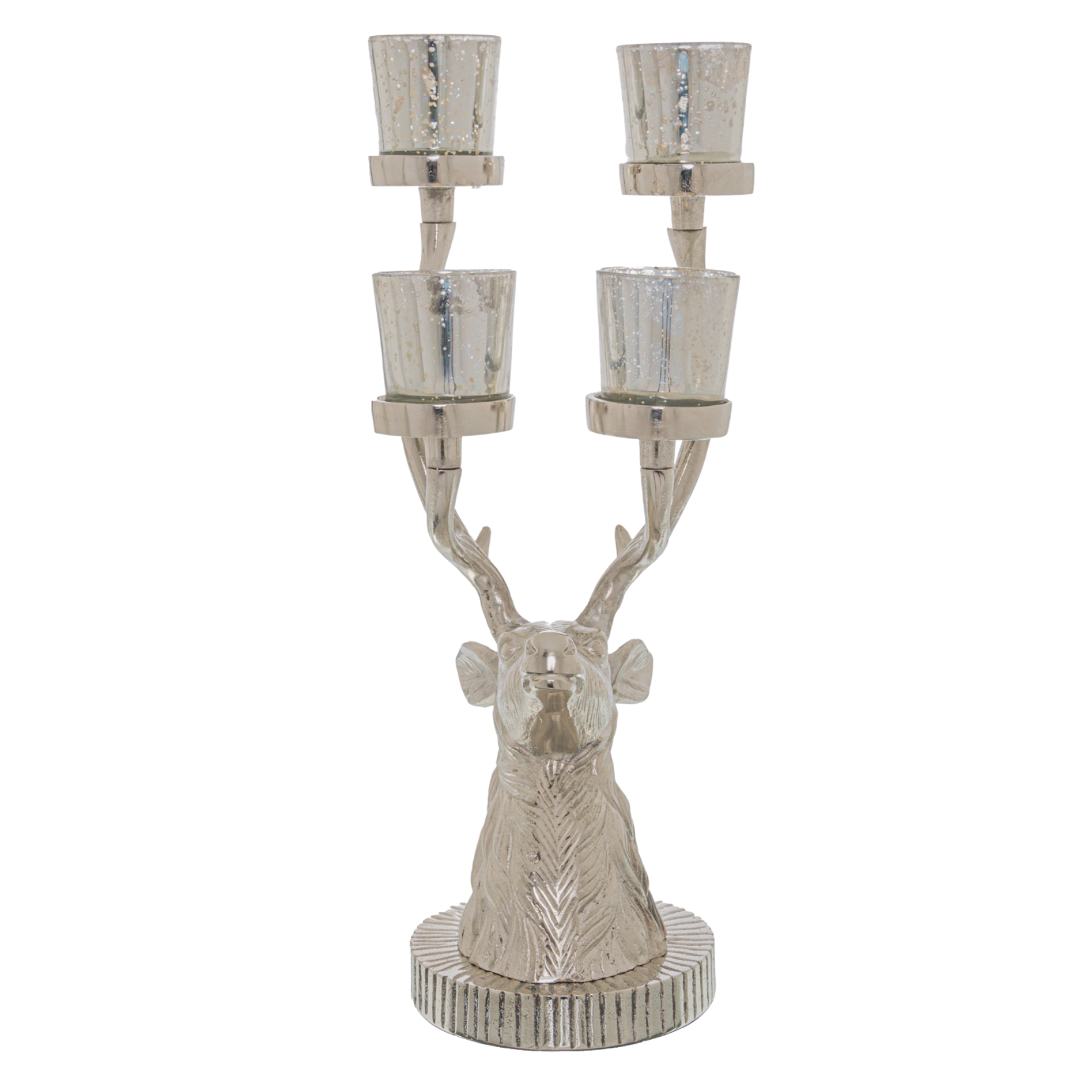 Tall Silver Stag Six Tealight Holder - Image 1