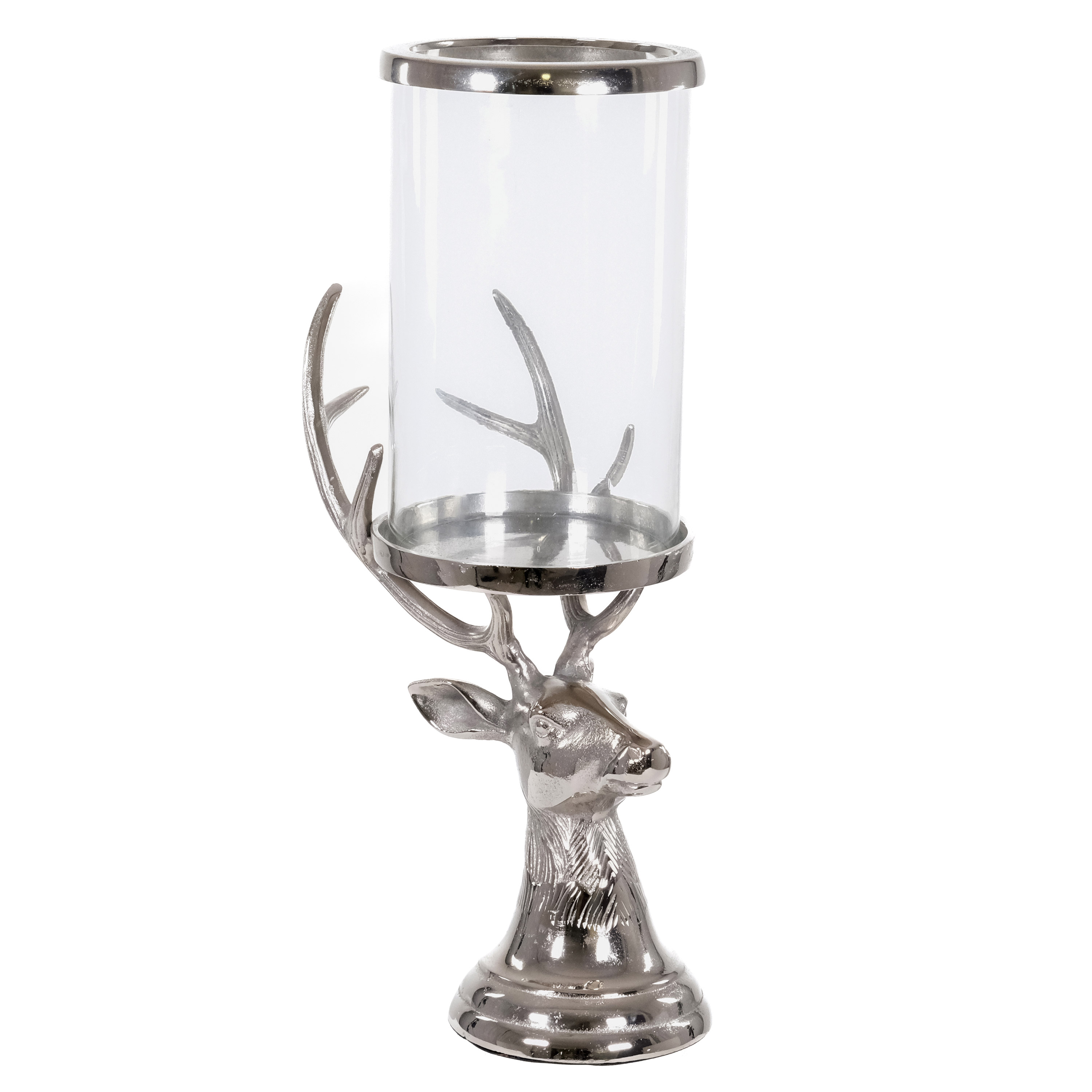 Silver Stag Candle Hurricane Lantern - Image 1