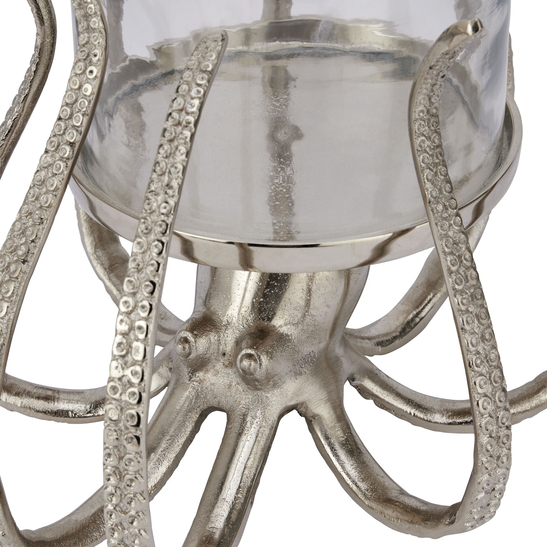 Large Silver Octopus Candle Hurricane Lantern - Image 2