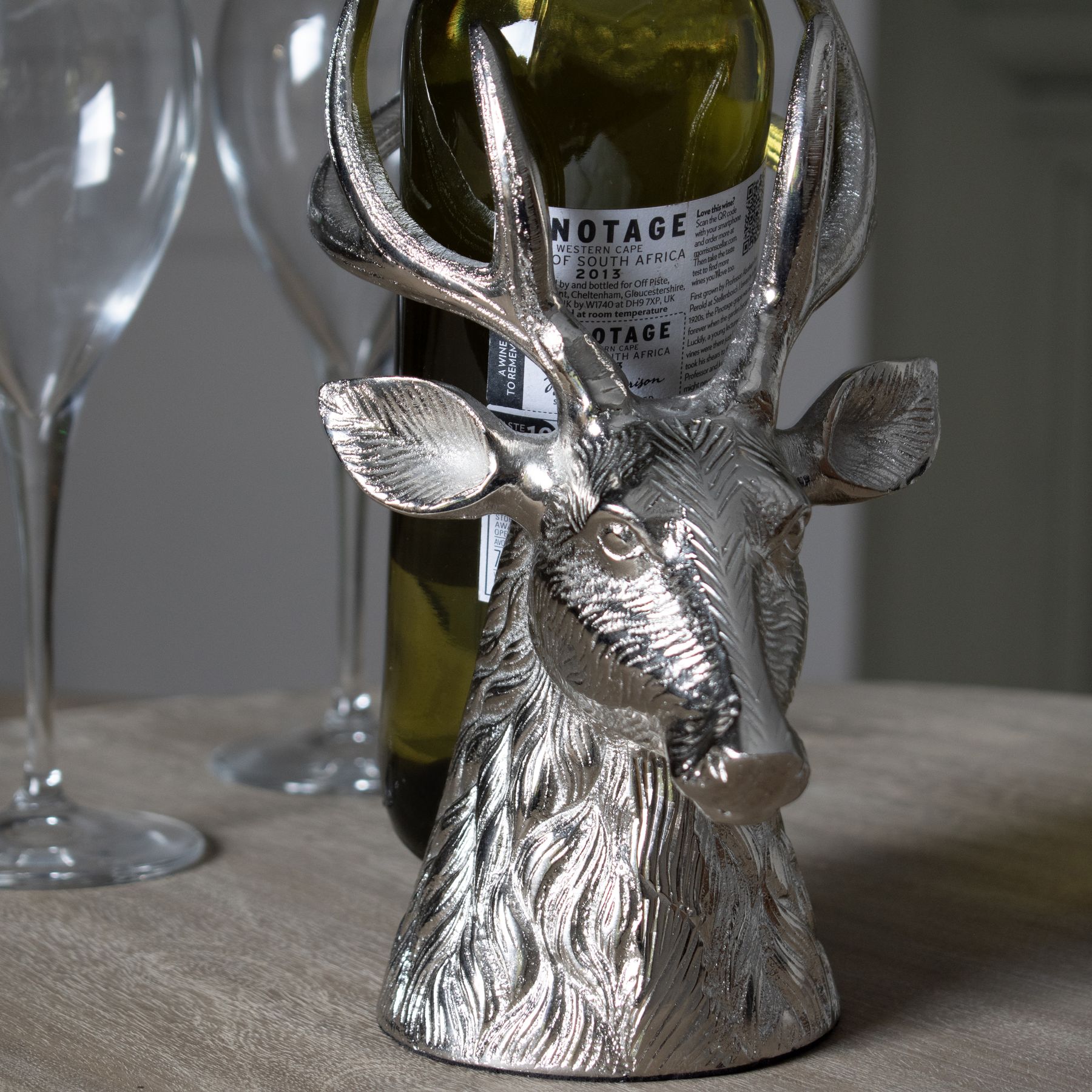 Silver Stag Wine Bottle Holder Wholesale by Hill Interiors