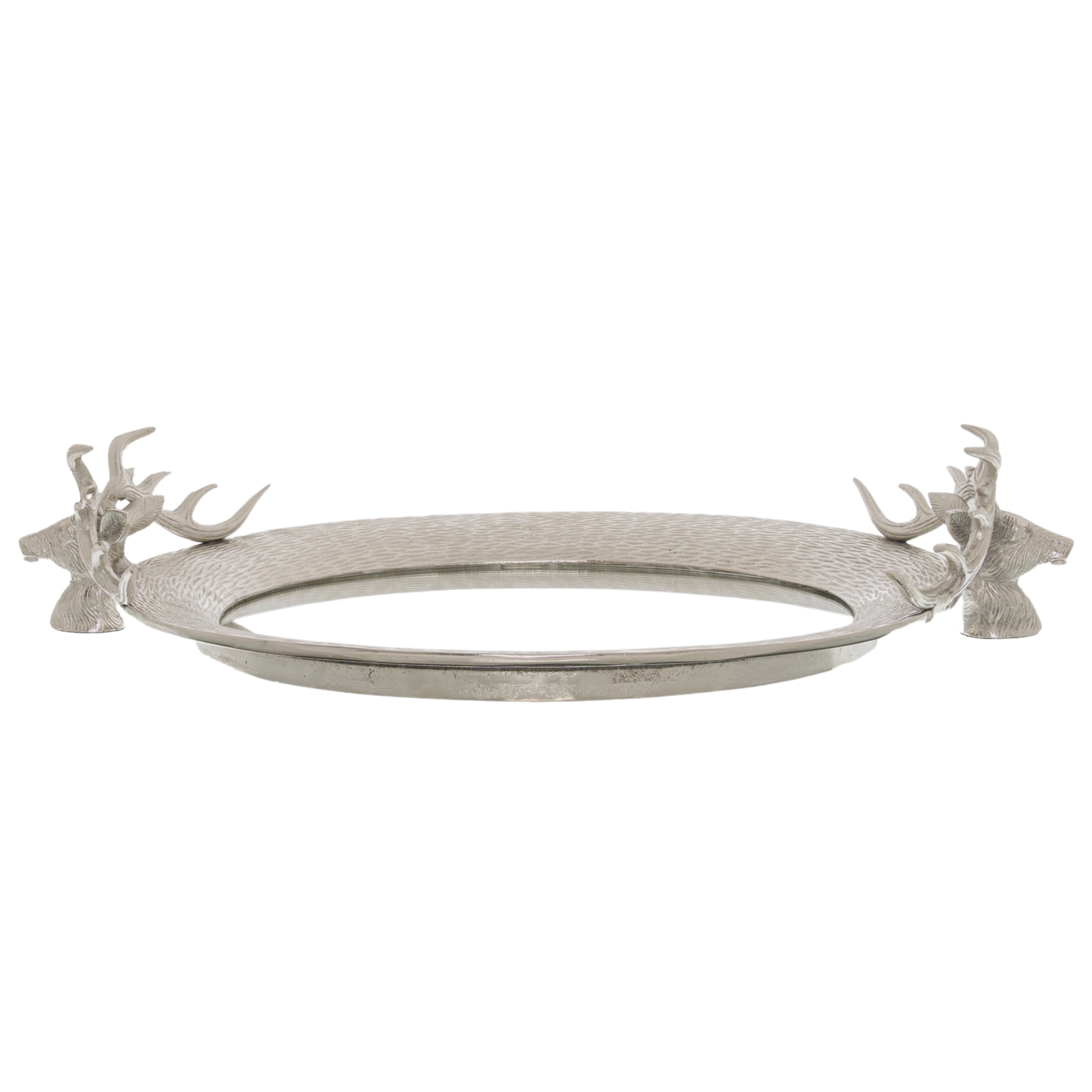Large Mirrored Tray With Stag Heads - Image 1