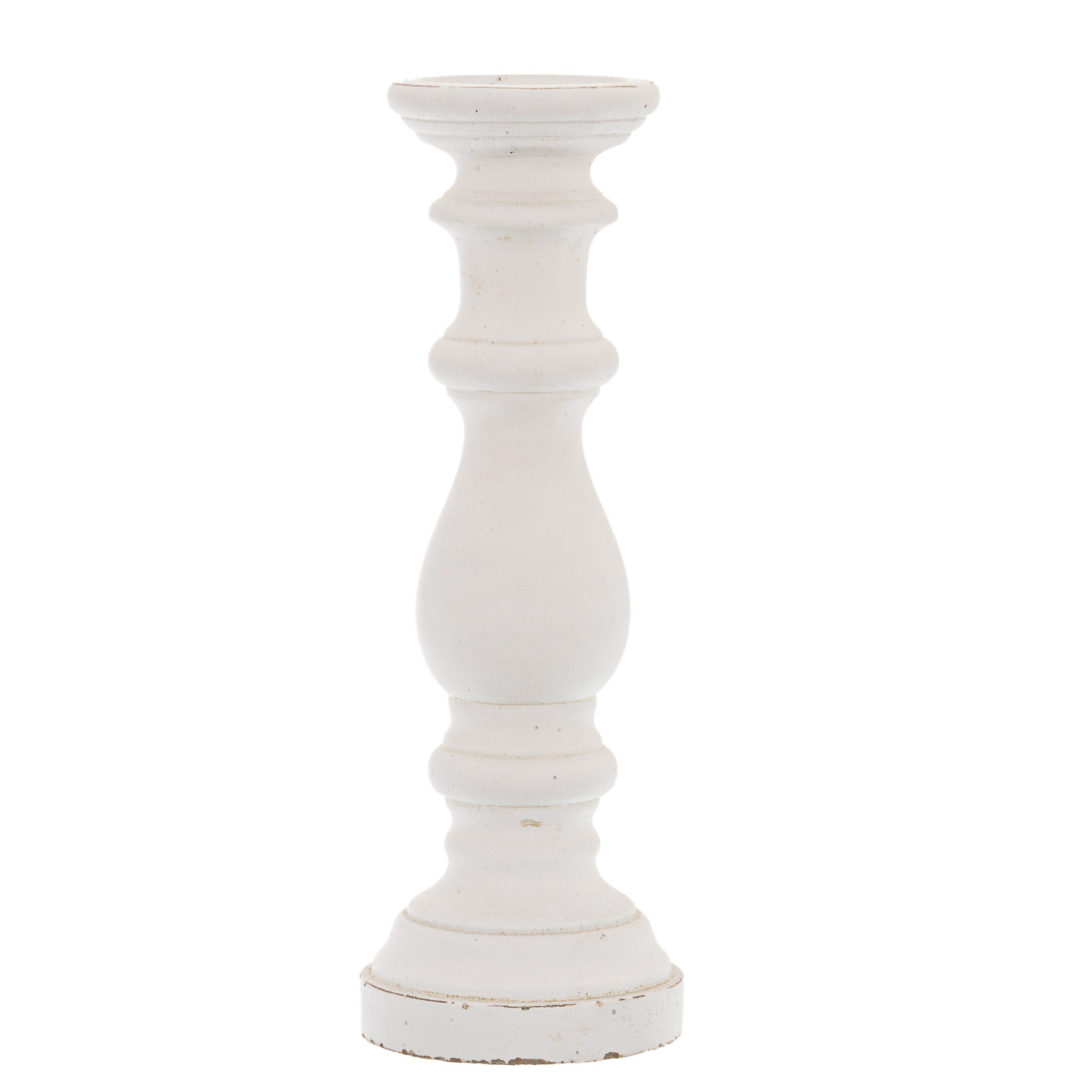 Matt White Large Ceramic Column Candle Holder - Image 1
