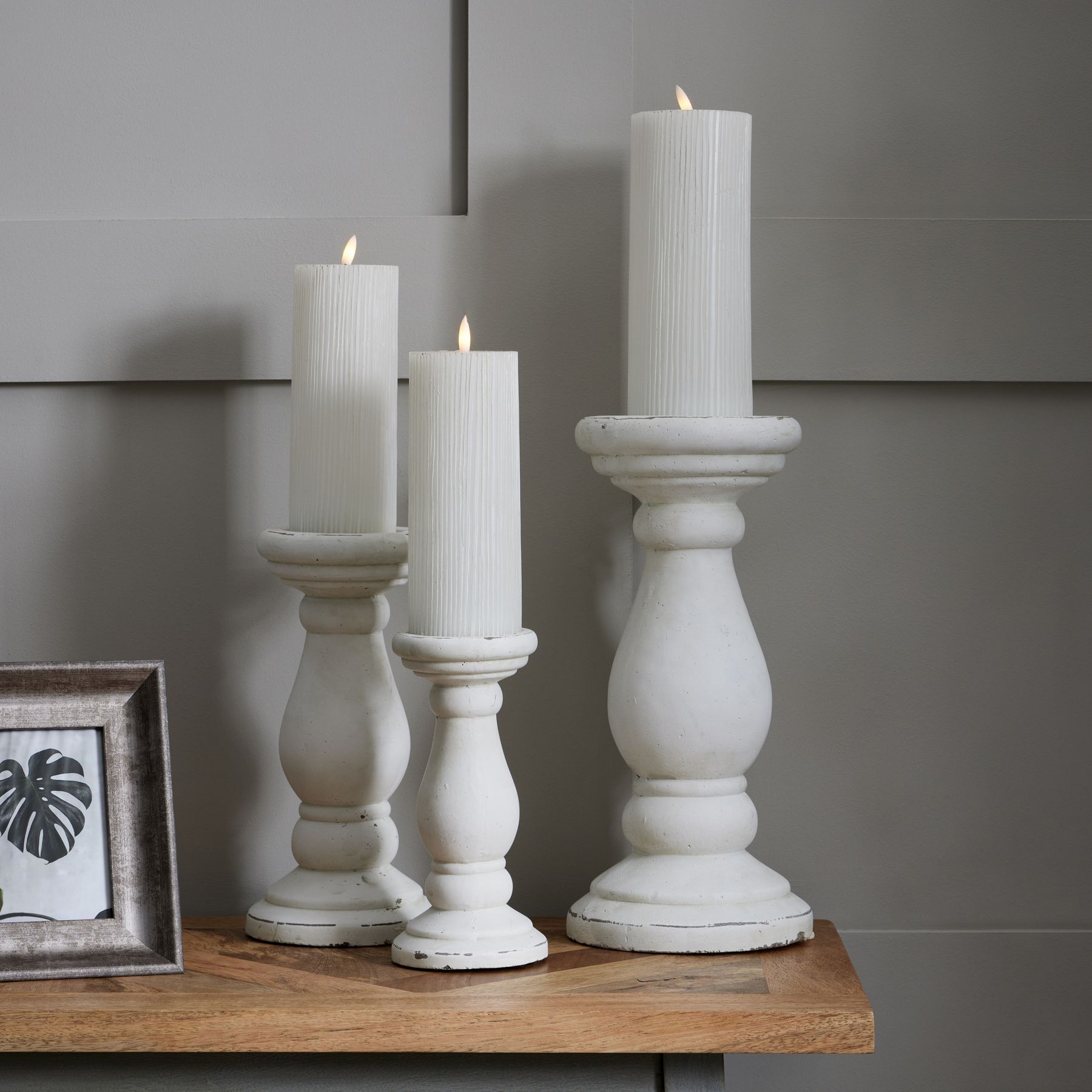 Small Matt White Ceramic Candle Holder - Image 4