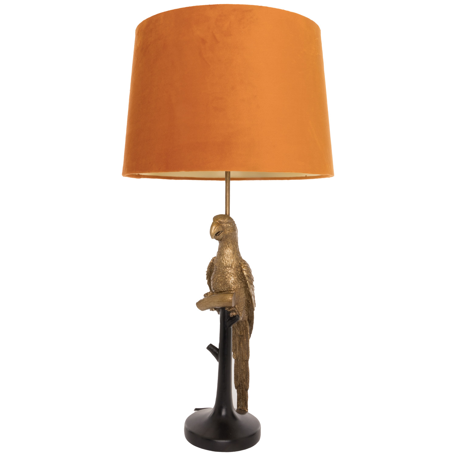 Percy The Parrot Gold And Black Lamp With Burnt Orange Shade
