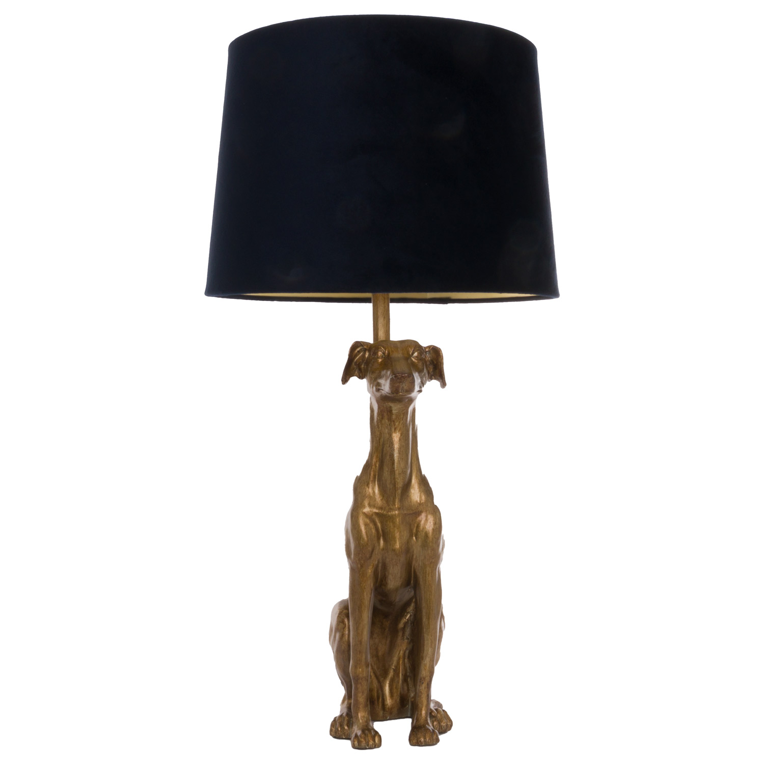 William The Whippet Gold Lamp With Charcoal Shade