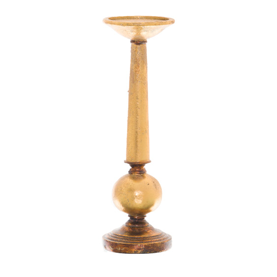 Antique Gold Small Column Candle Stand - Image 1