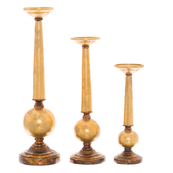 Antique Gold Large Column Candle Stand - Image 2