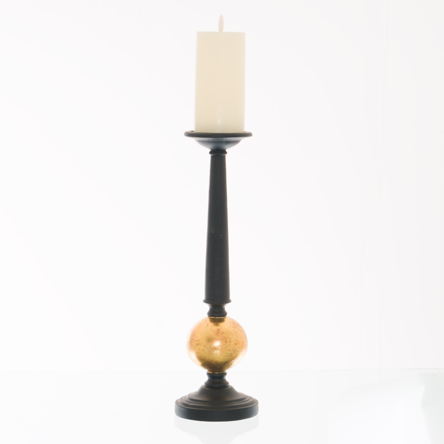 Black And Gold Large Column Candle Stand - Image 2