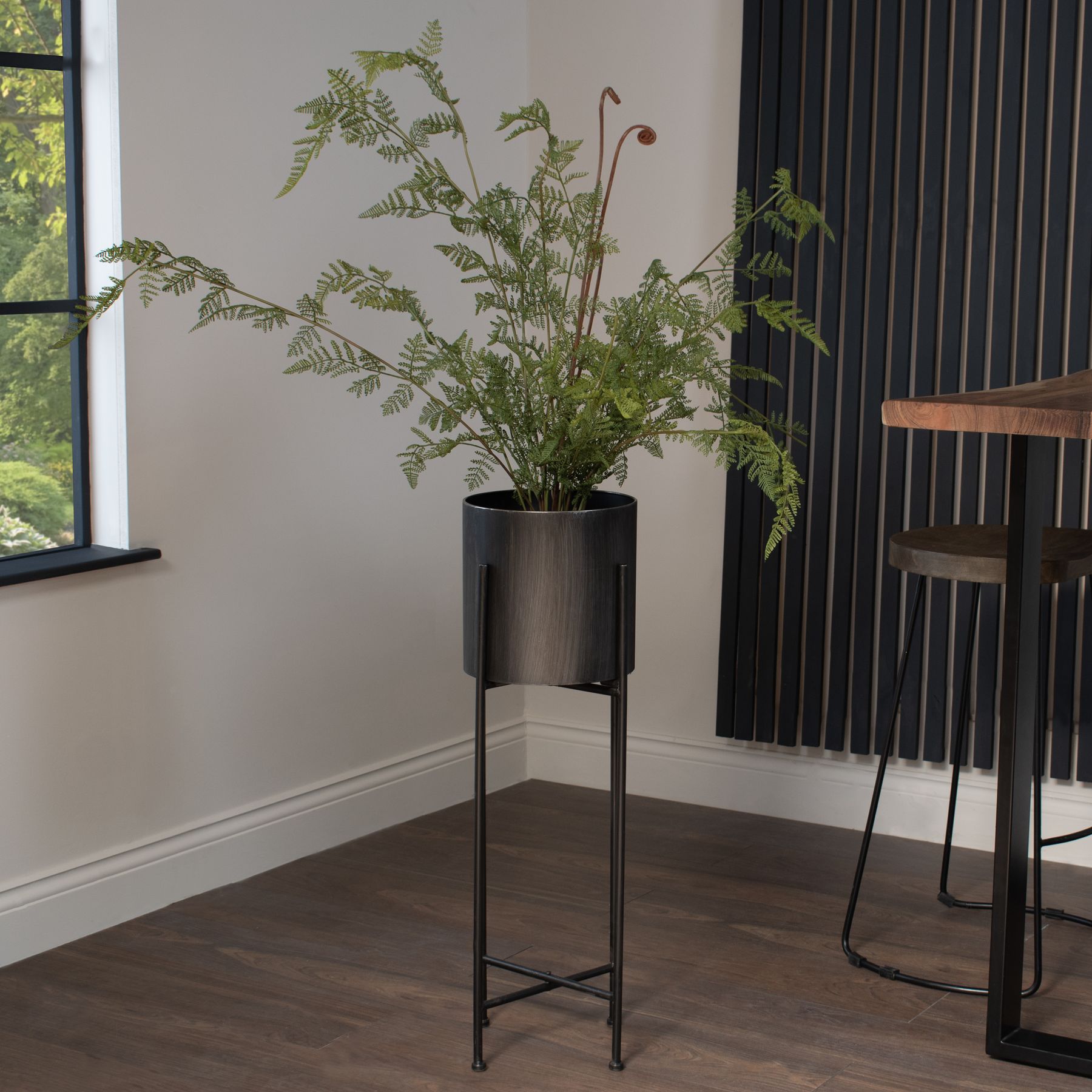 Large Tall Black Potted Fern - Image 4