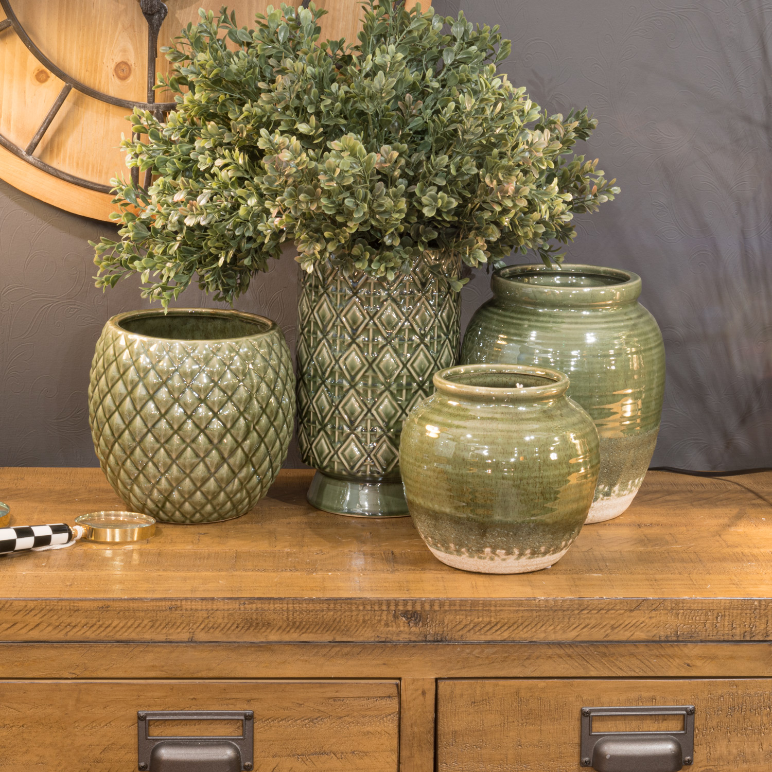 Seville Collection Olive Squat Vase - Image 6