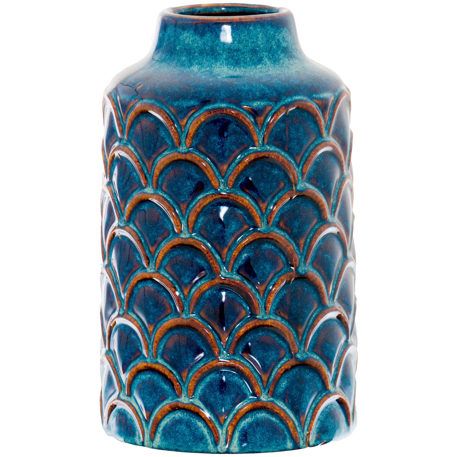 Seville Collection Scalloped Indigo Vase - Image 1