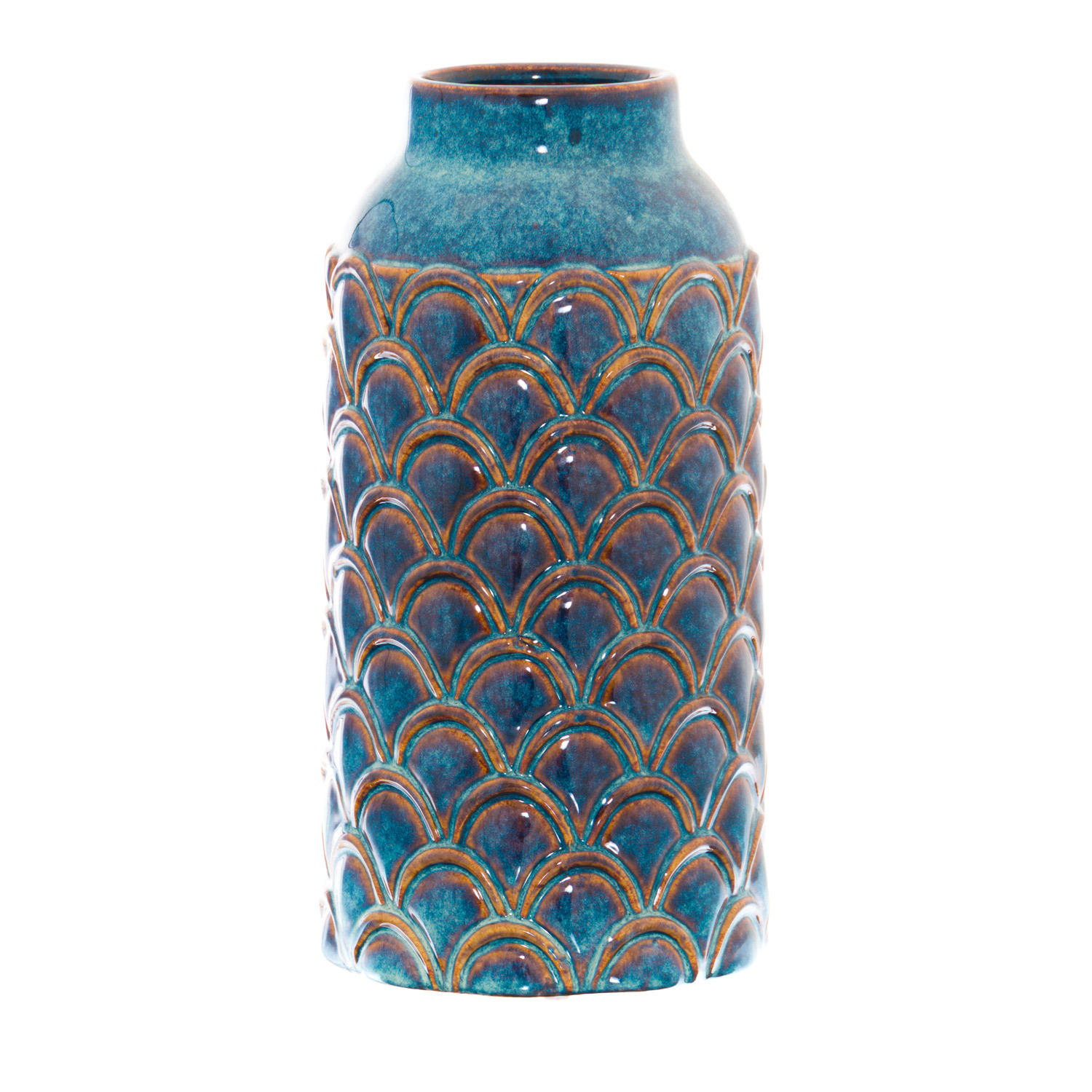 Seville Collection Large Indigo Scalloped Vase - Image 1