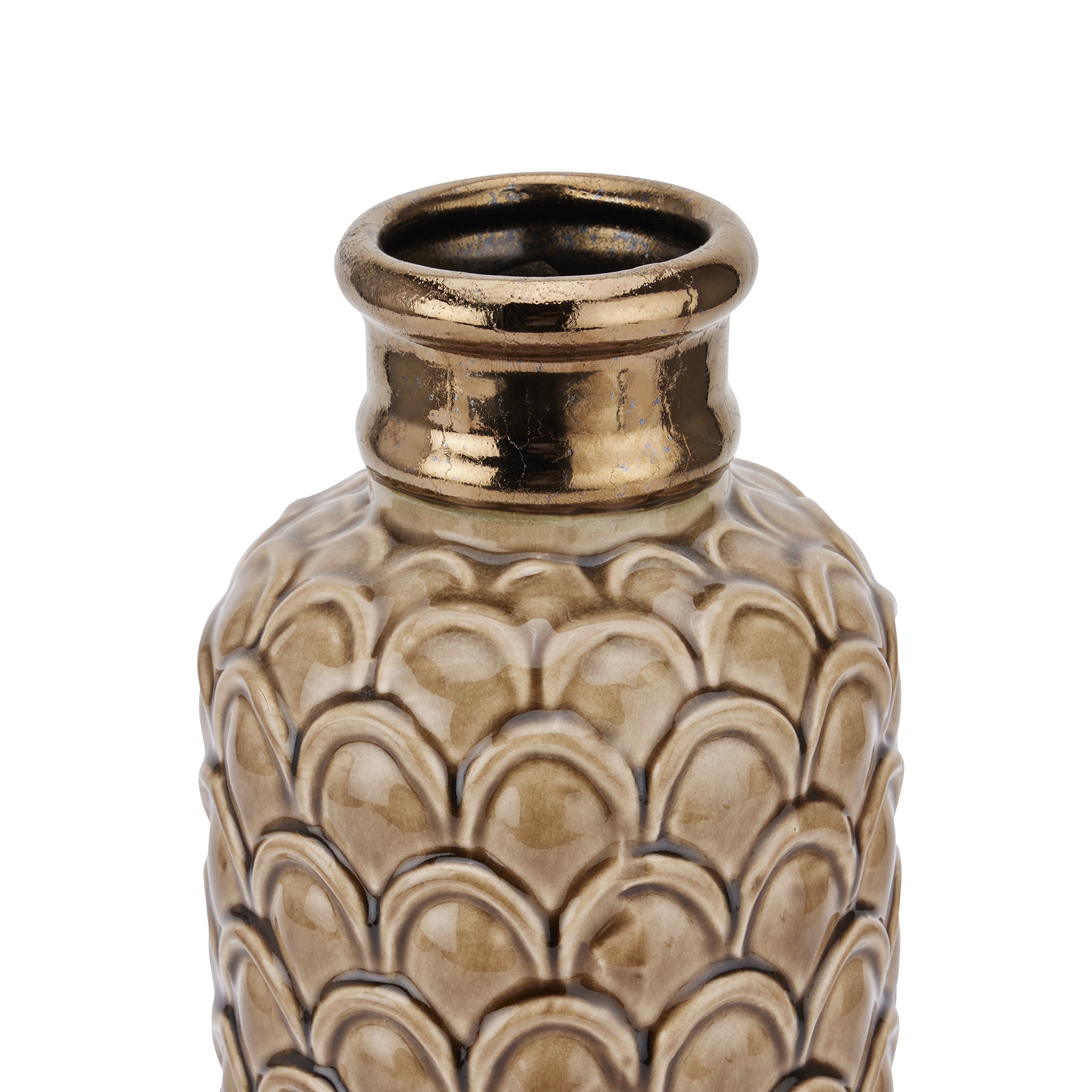 Seville Collection Large Caramel Scalloped Vase - Image 2