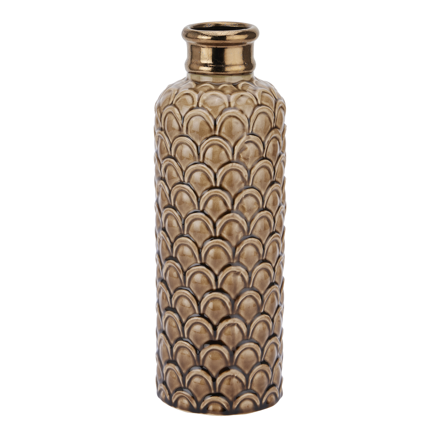 Seville Collection Large Caramel Scalloped Vase - Image 1