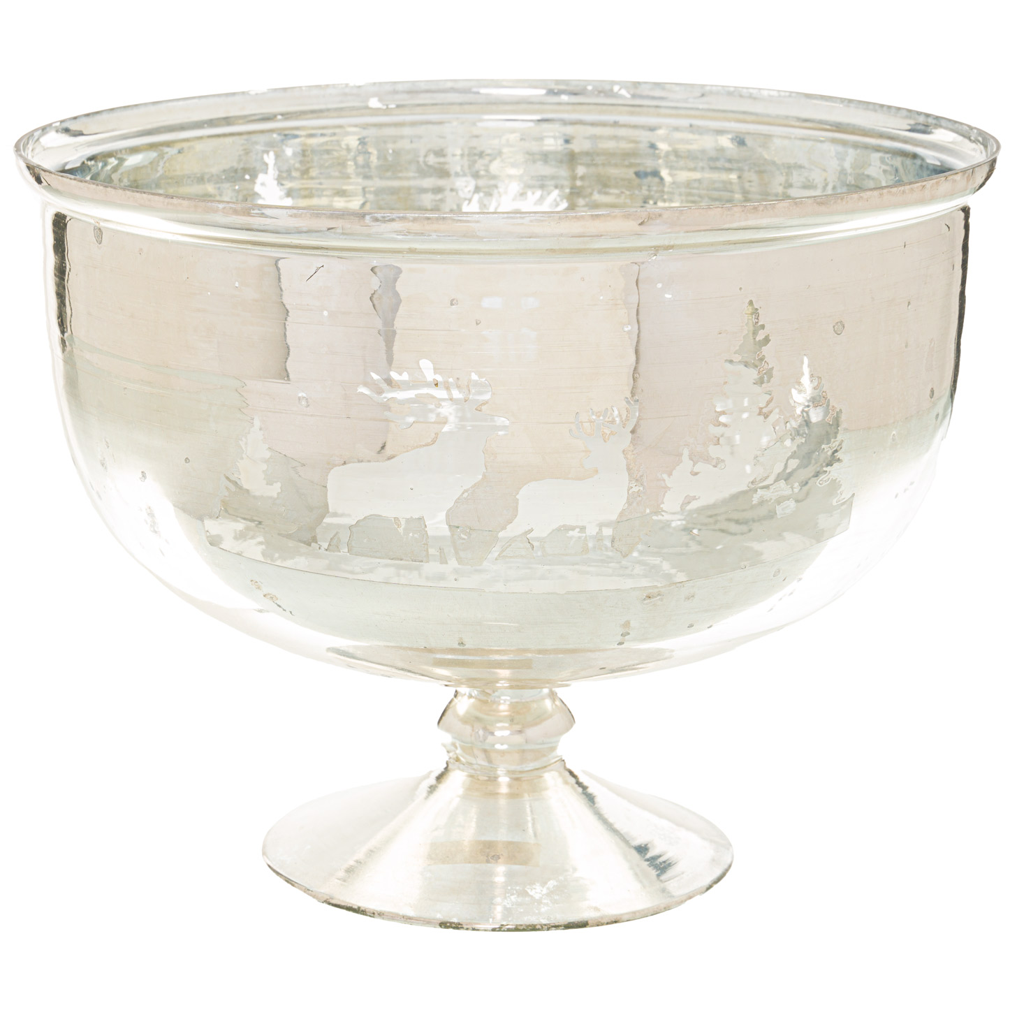 The Noel Collection Silver Forest Scene Footed Bowl - Image 1