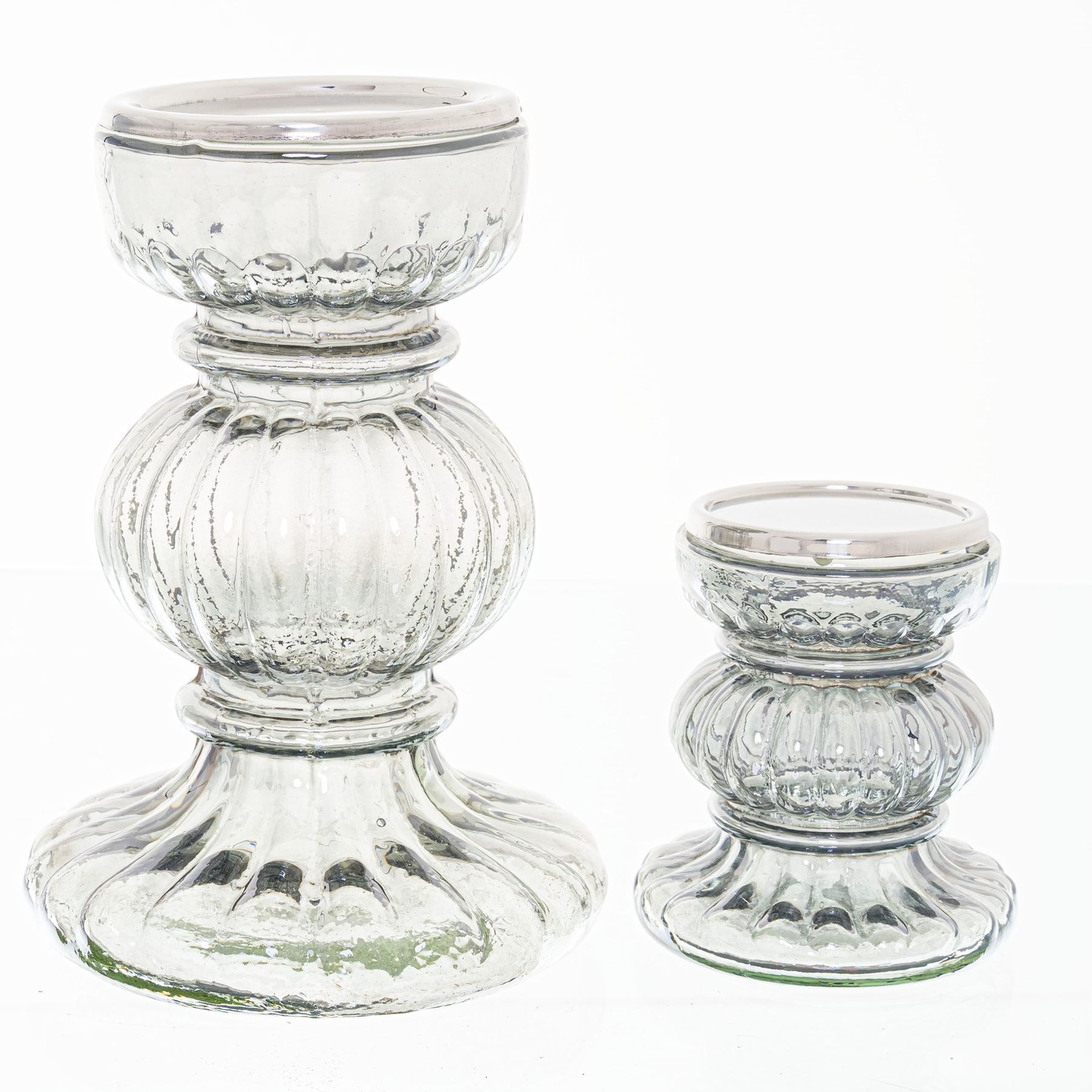 Smoked Midnight Ribbed Candle Holder Wholesale by Hill Interiors