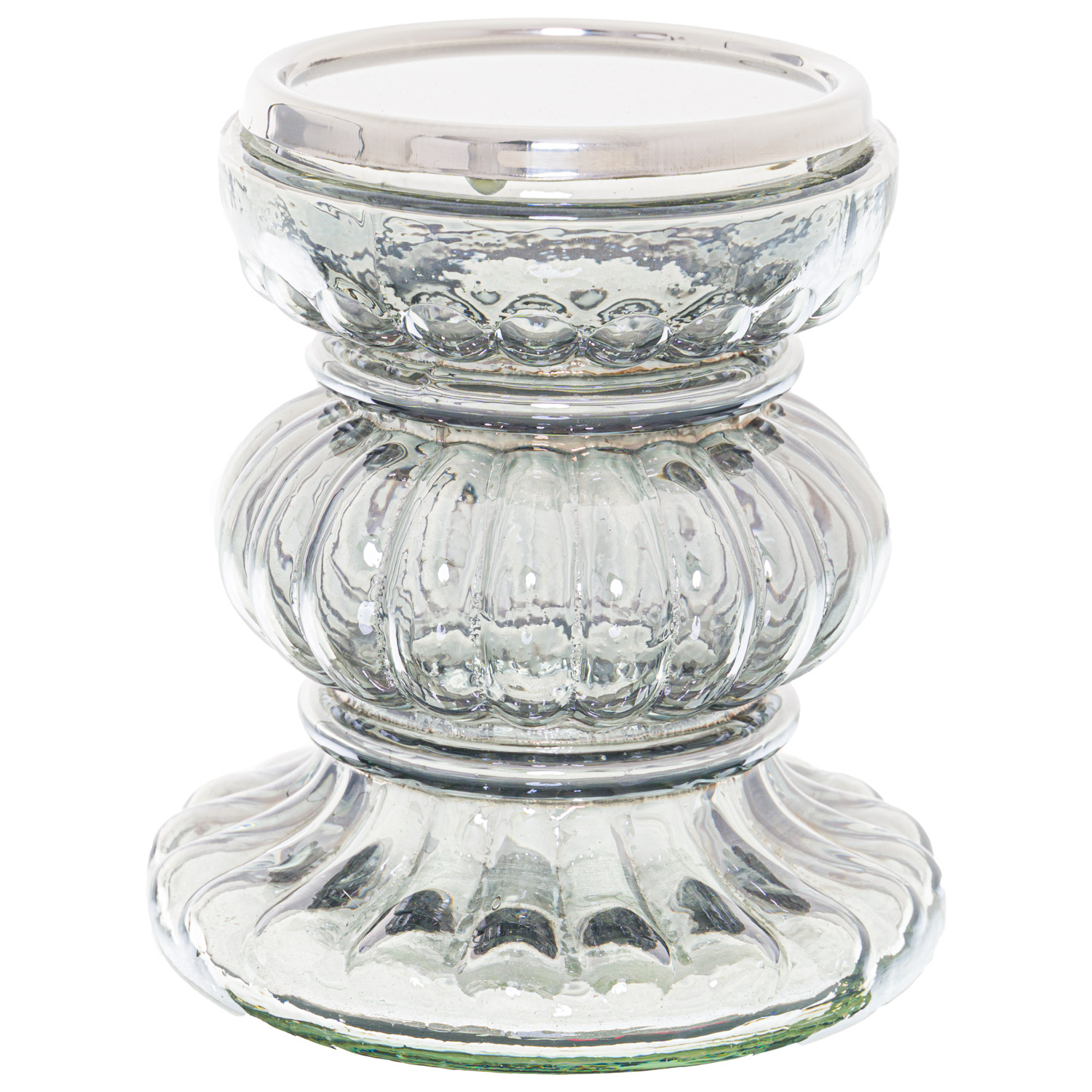 Smoked Midnight Ribbed Candle Holder - Image 1