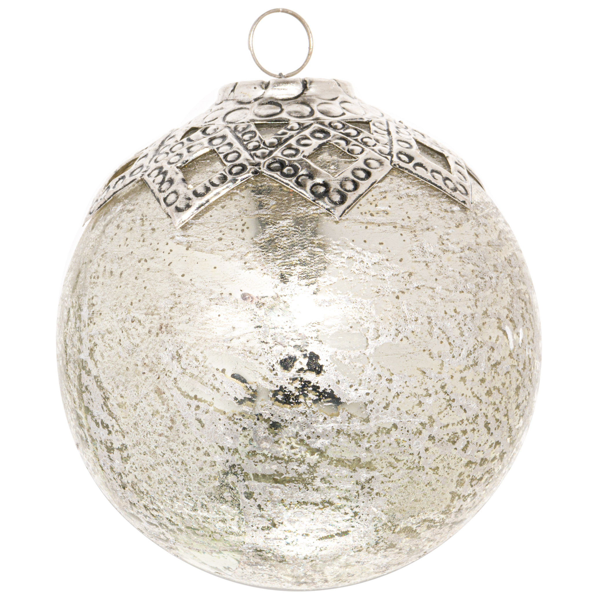 The Noel Collection Mercury Diamond Crested Large Bauble - Image 1