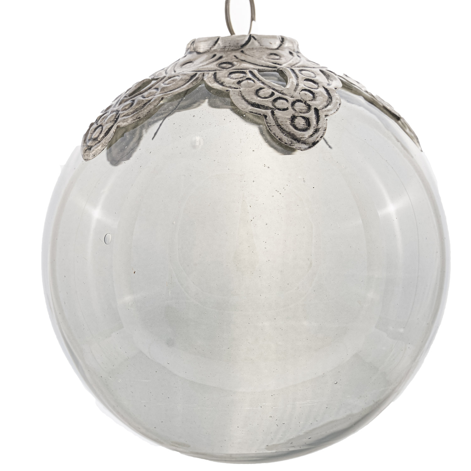 Noel Collection Smoked Midnight Filigree Crested Lrg Bauble - Image 1