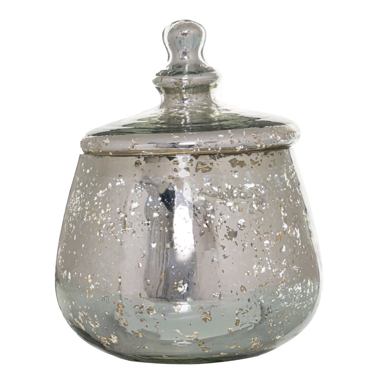 The Noel Collection Large Silver Bulbous Trinket Jar - Image 1
