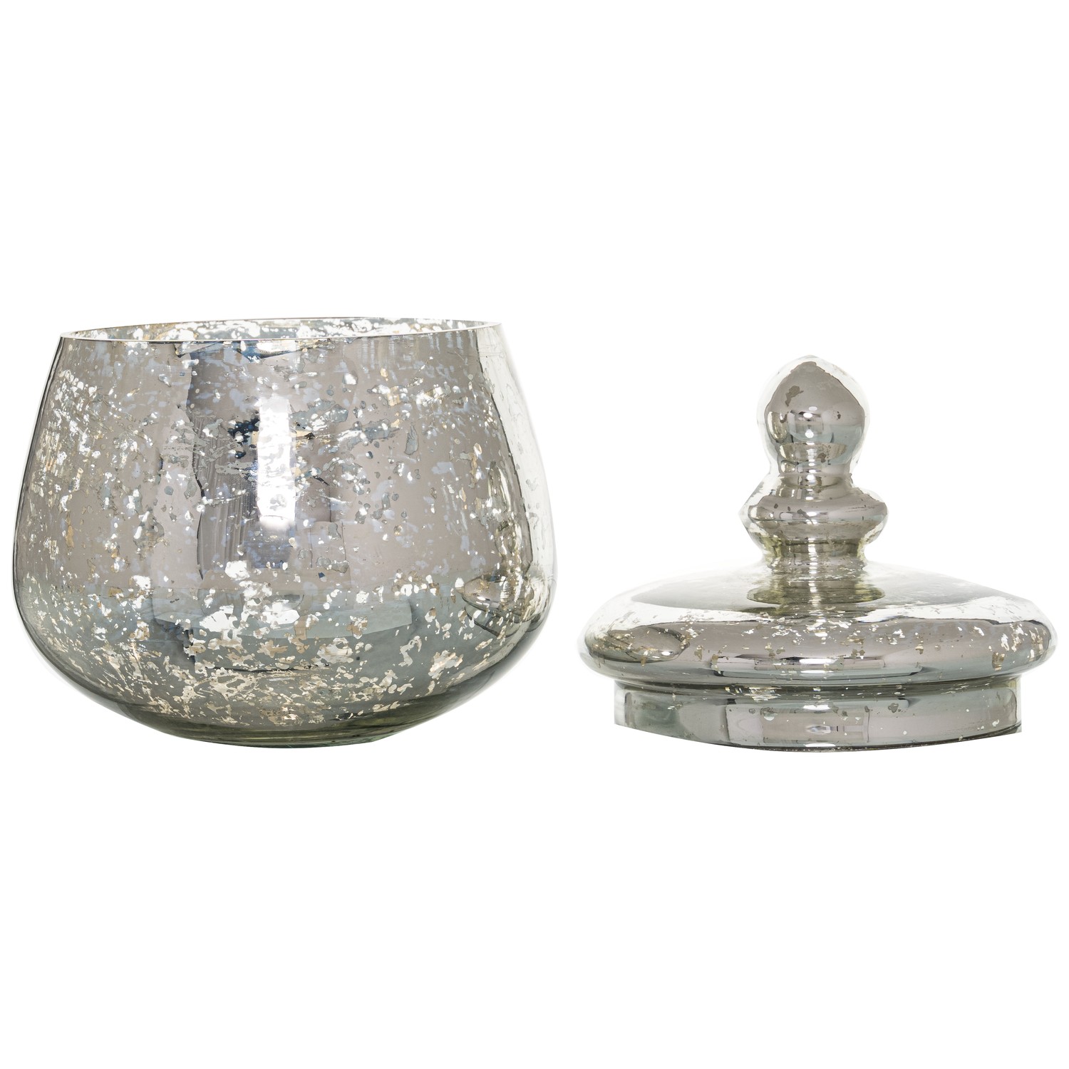 The Noel Collection Medium Silver Bulbous Trinket Jar - Image 2