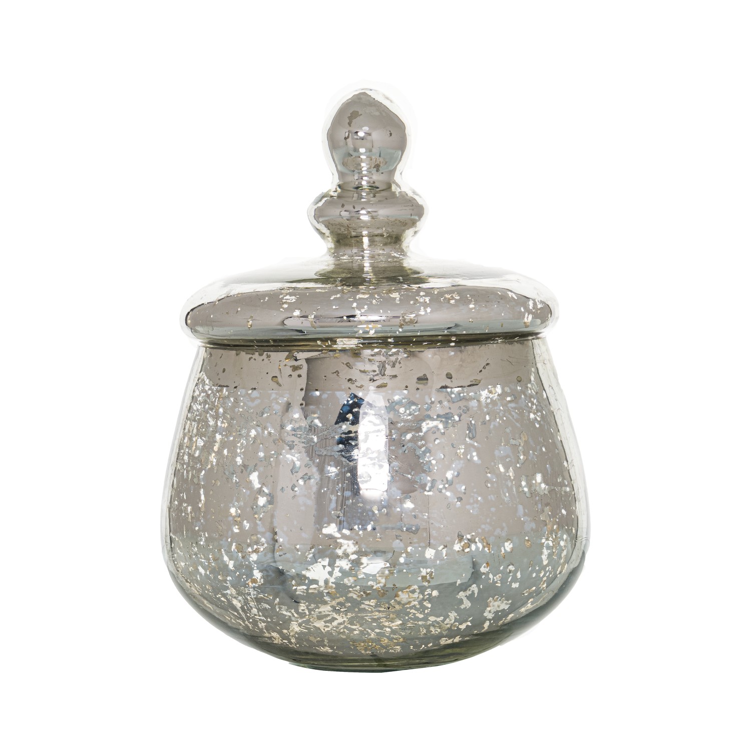 The Noel Collection Medium Silver Bulbous Trinket Jar - Image 1