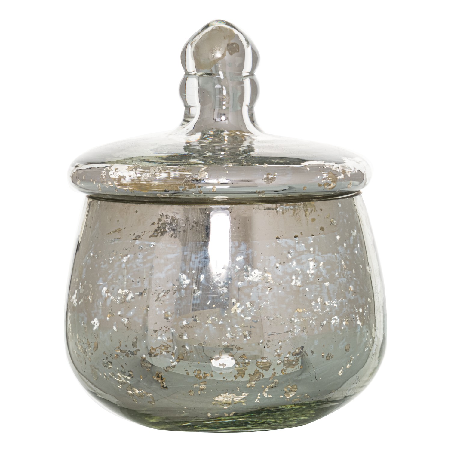 The Noel Collection Small Silver Bulbous Trinket Jar - Image 1