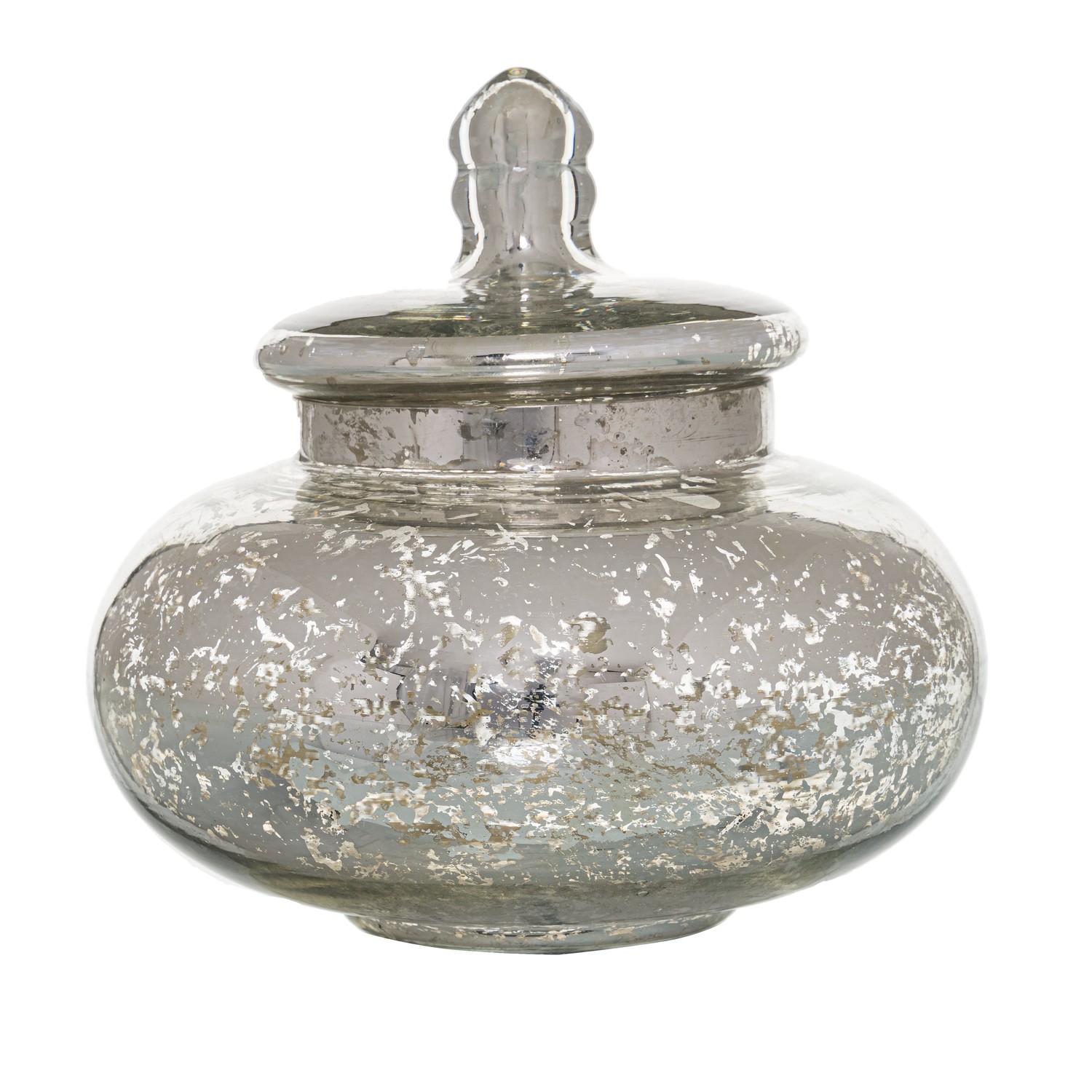 The Noel Collection Small Silver Squat Trinket Jar - Image 1