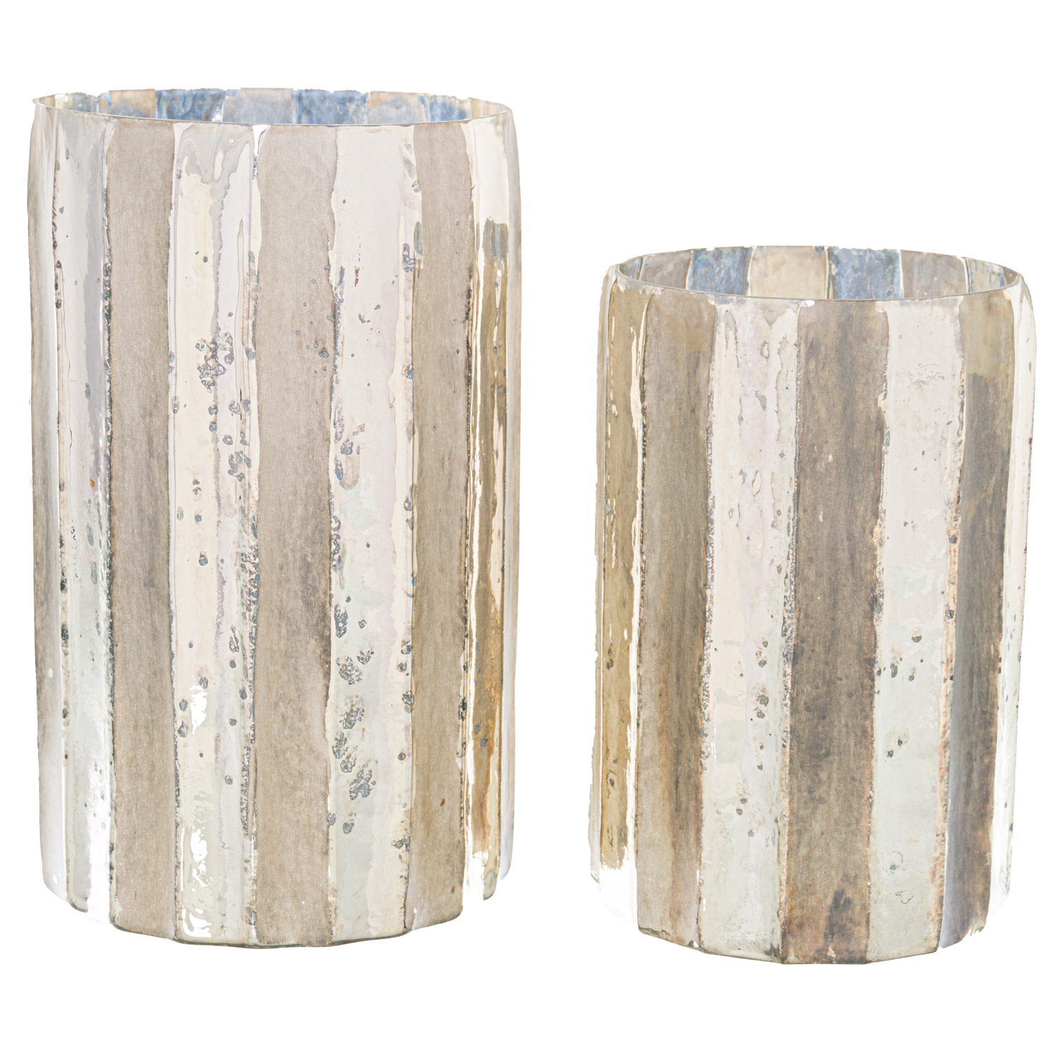 Silver And Grey Striped Candle Holder - Image 2
