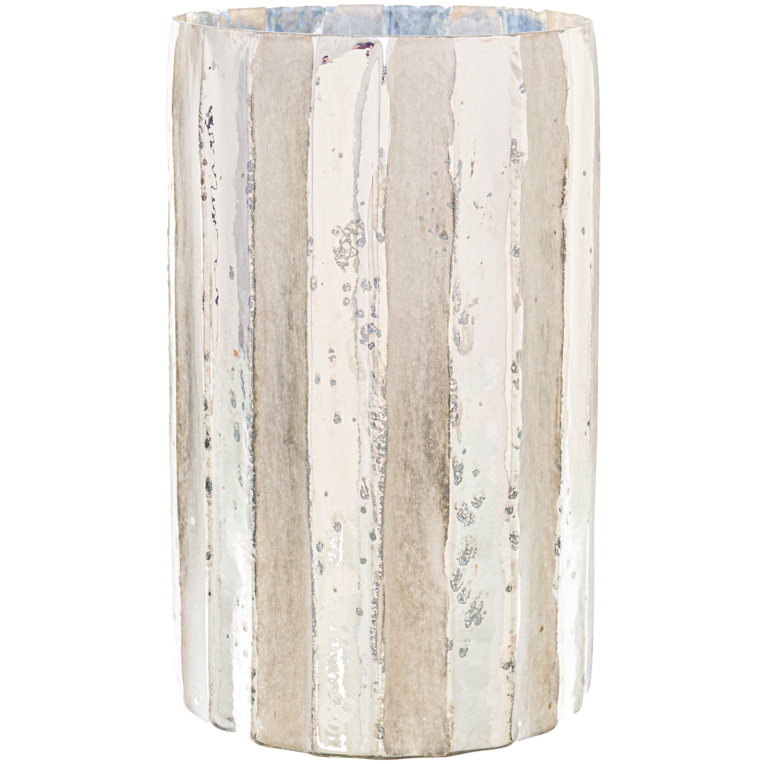 Silver And Grey Striped Candle Holder - Image 1