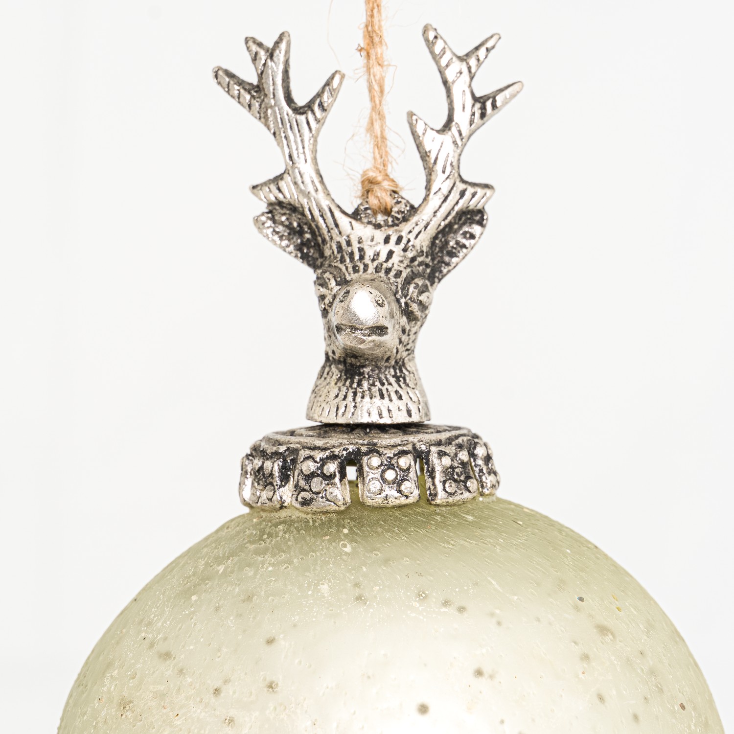 The Noel Collection Silver Stag Top Bauble - Image 2