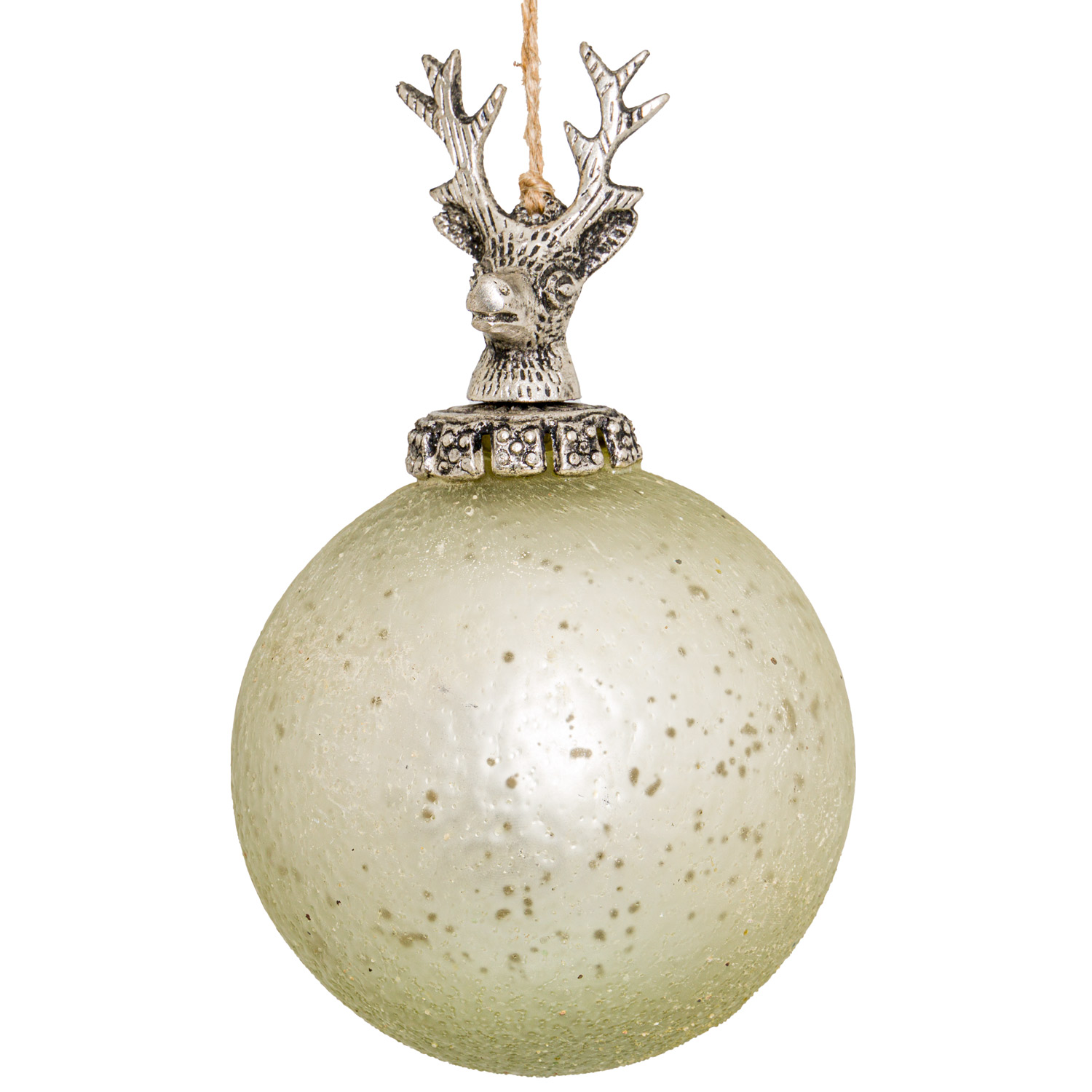 The Noel Collection Silver Stag Top Bauble - Image 1