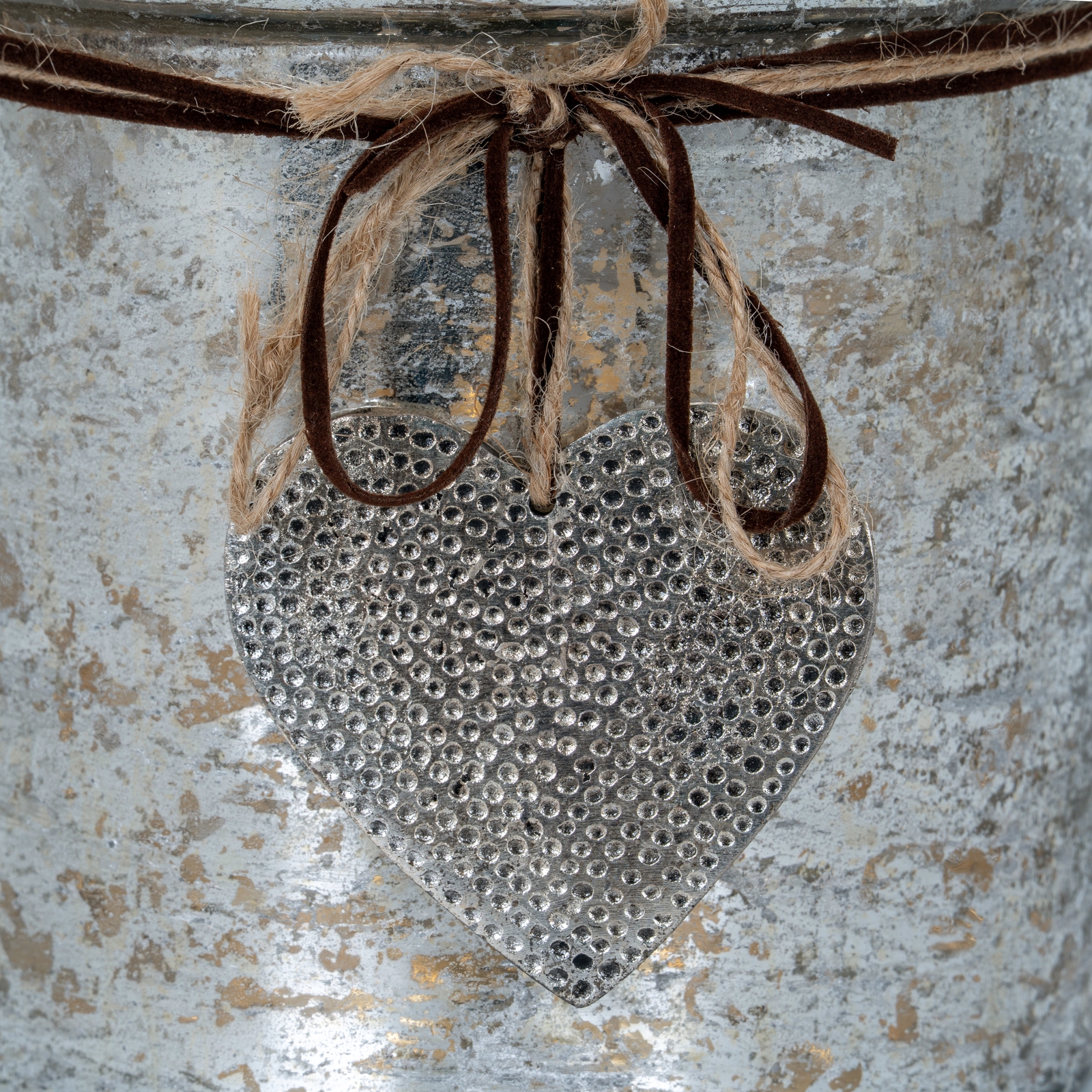 Mercury Hammered Heart Large Candle Holder - Image 3