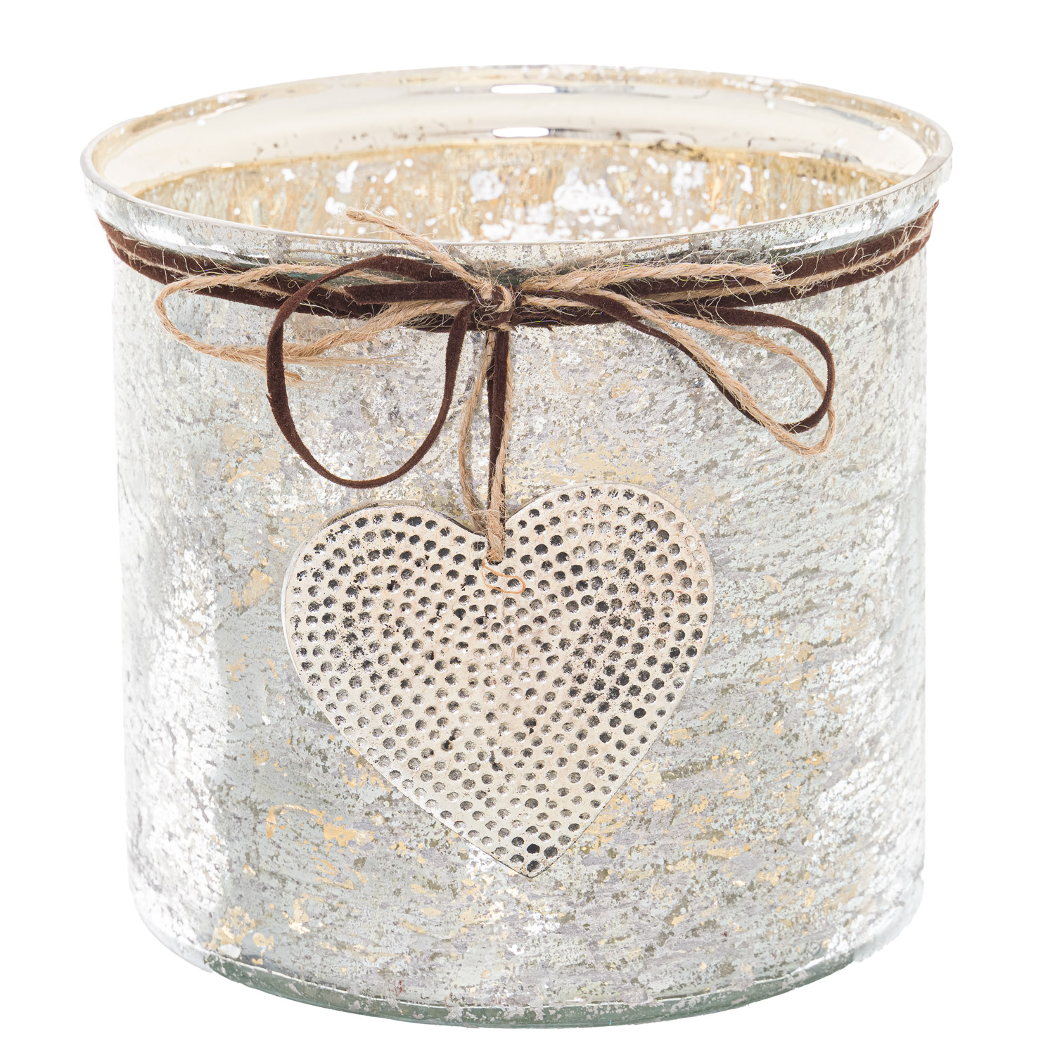 Mercury Hammered Heart Large Candle Holder - Image 1