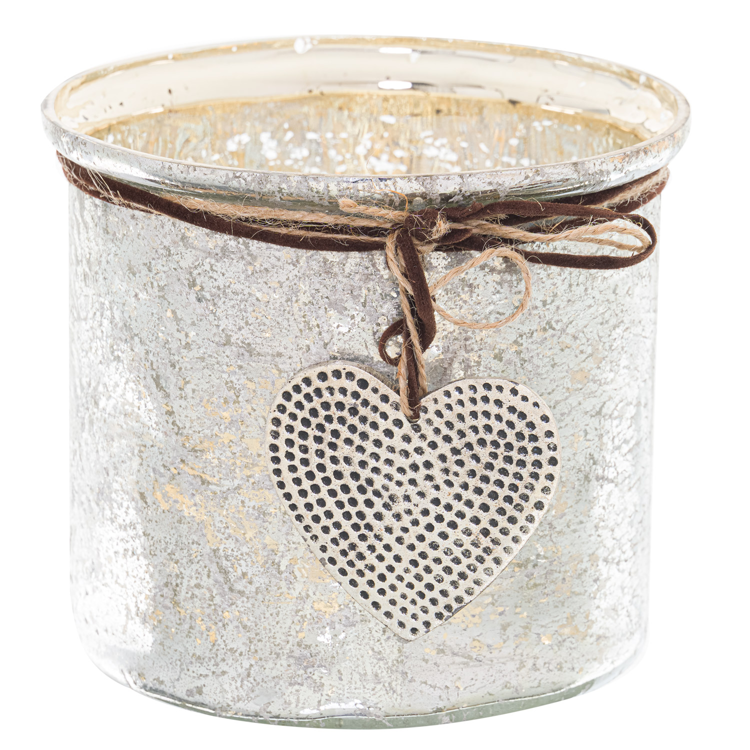 Murcury Hammered Heart Medium Candle Holder - Image 1