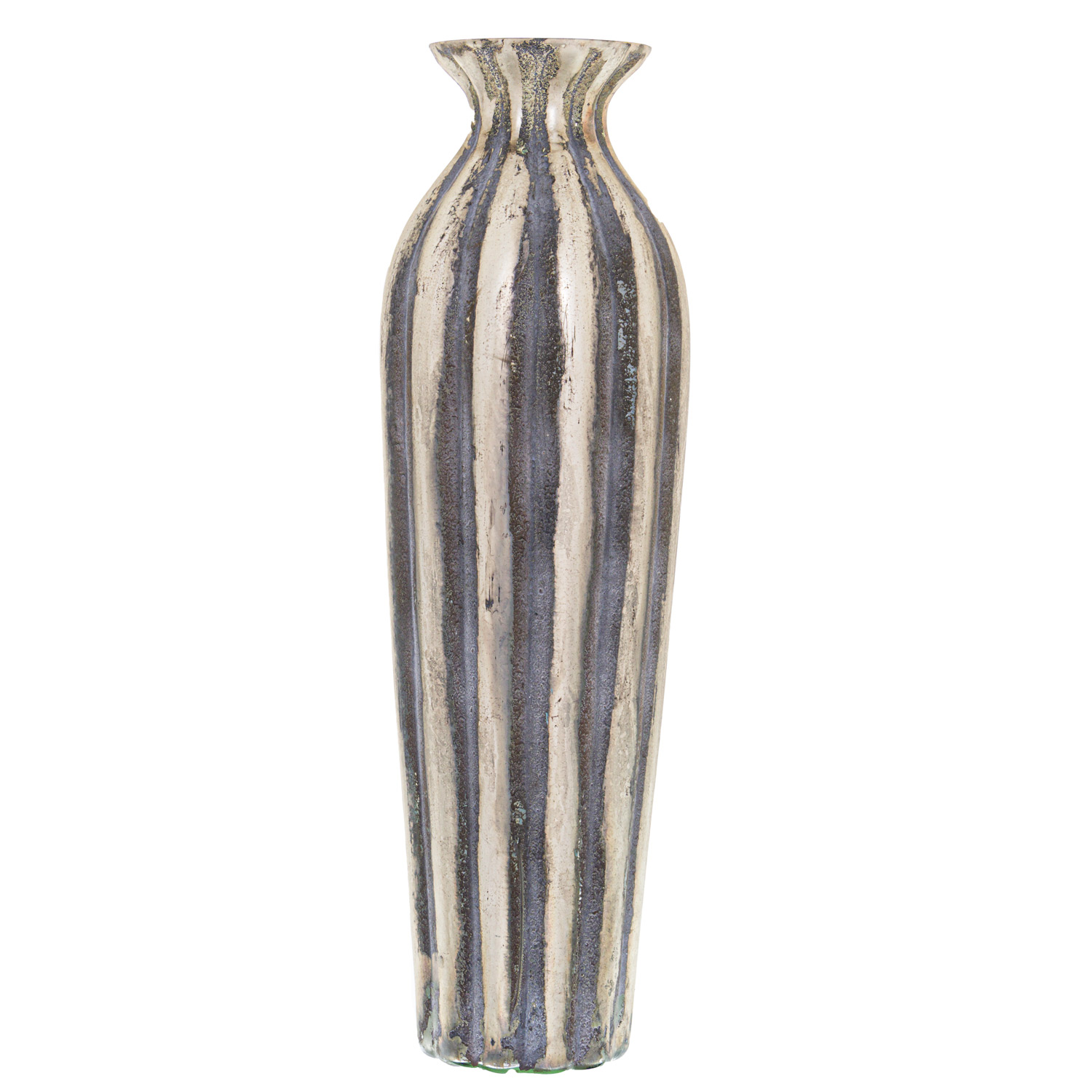 Burnished And Grey Striped Medium Vase