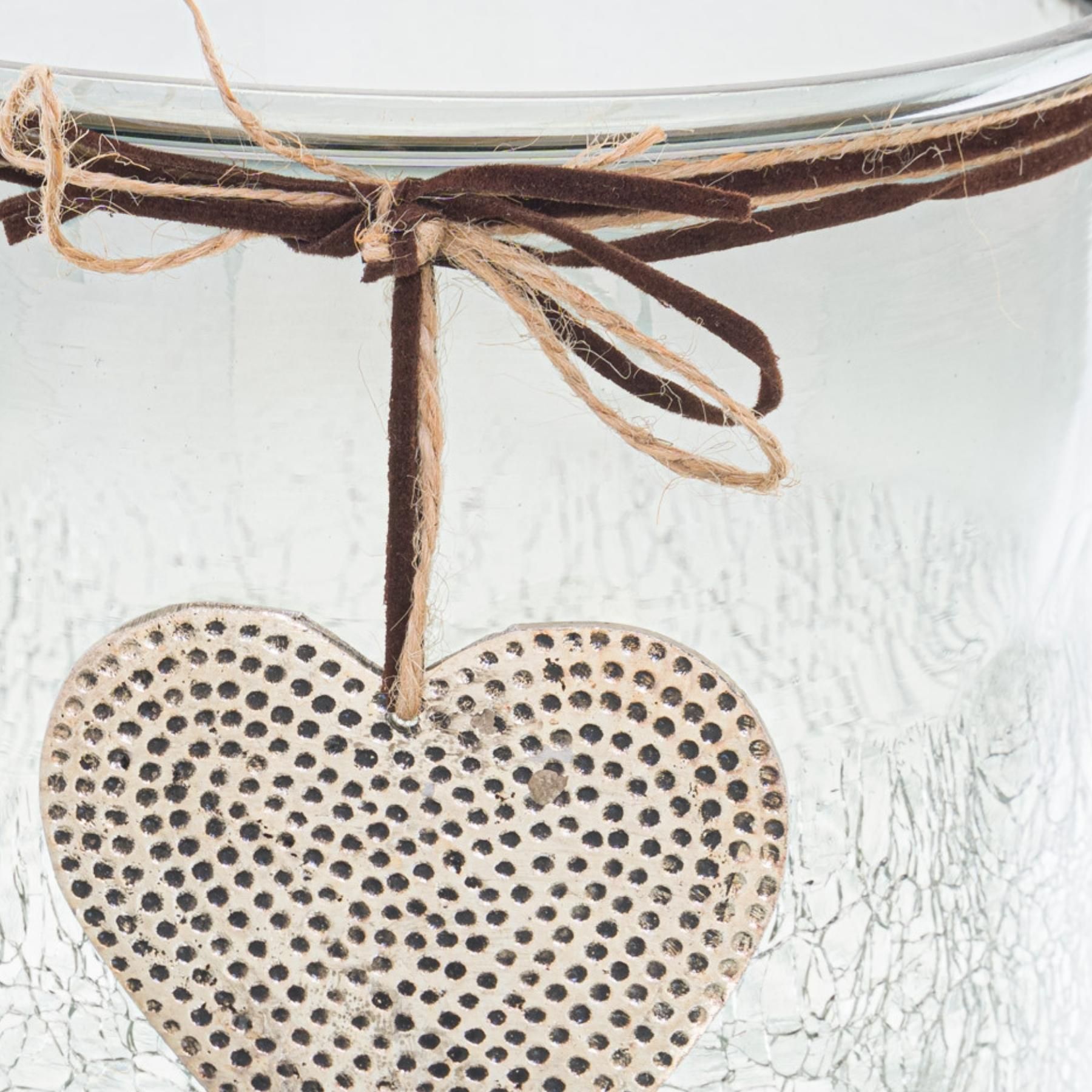 Smoked Midnight Crackled Heart Large Candle Holder - Image 2