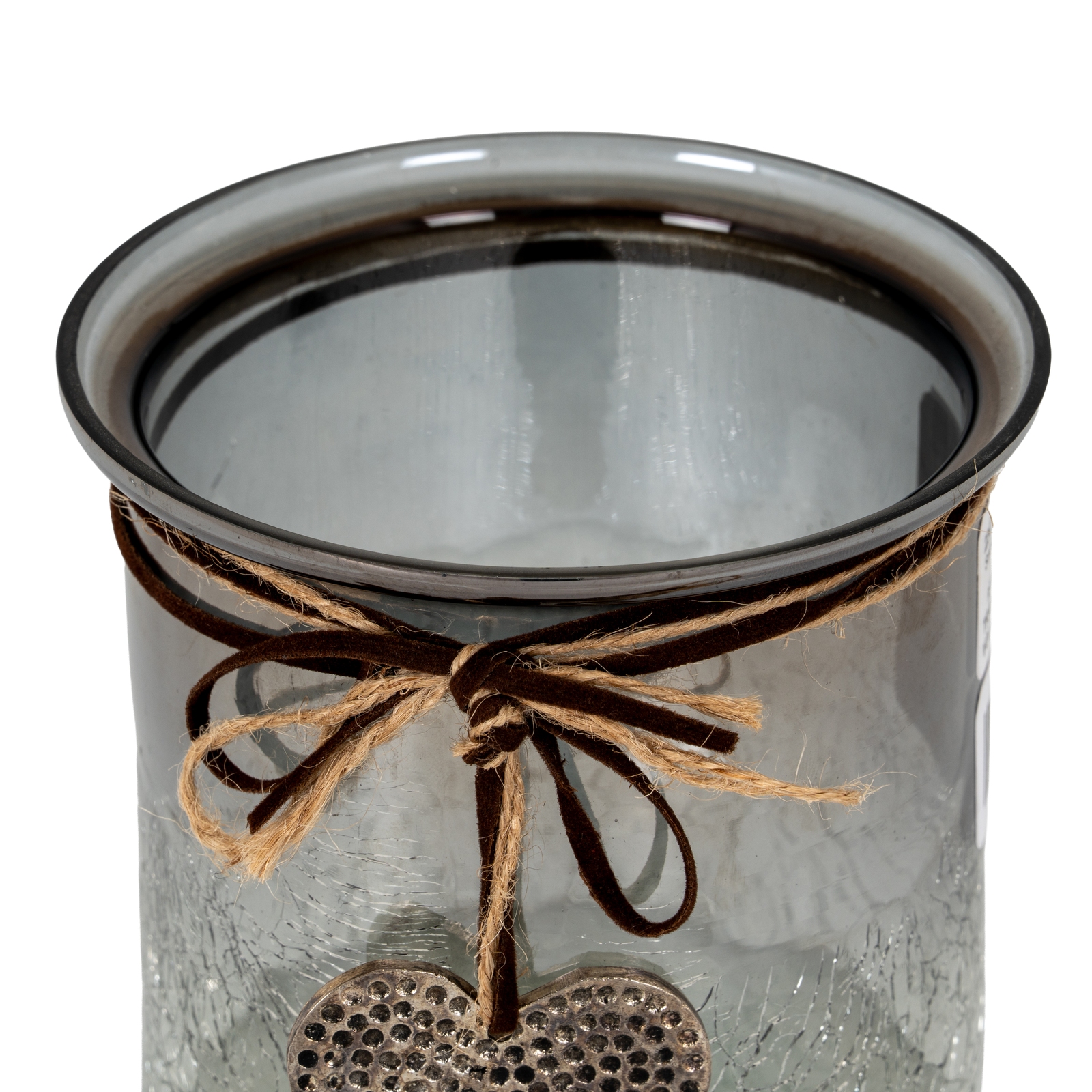 Smoked Midnight Crackled Heart Large Candle Holder - Image 5