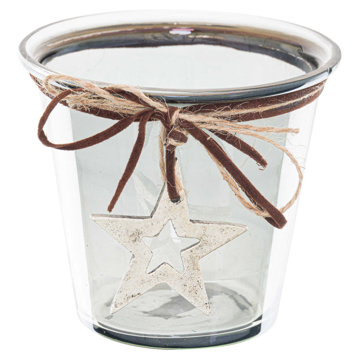 Smoked Midnight Hammered Star Small Candle Holder - Image 1