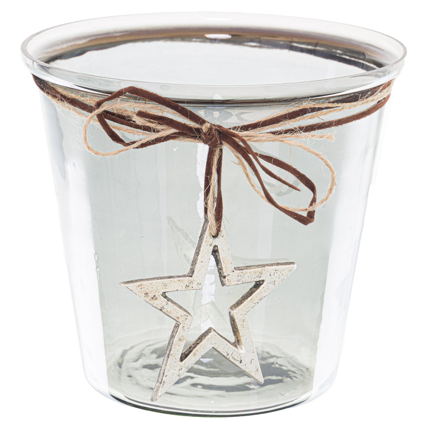 Smoked Midnight Hammered Star Large Candle Holder - Image 1