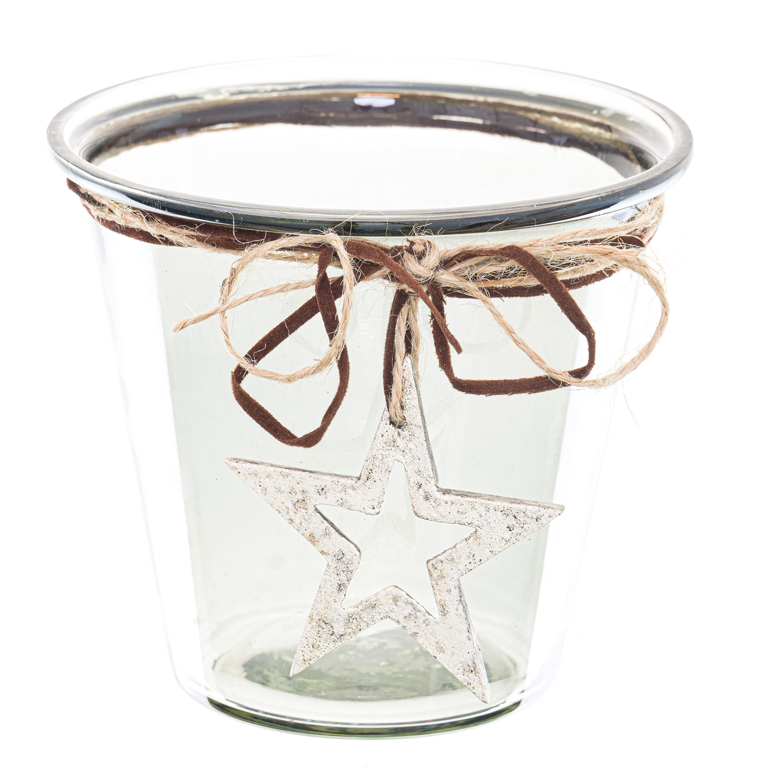 Smoked Midnight Hammered Star Medium Candle Holder - Image 1