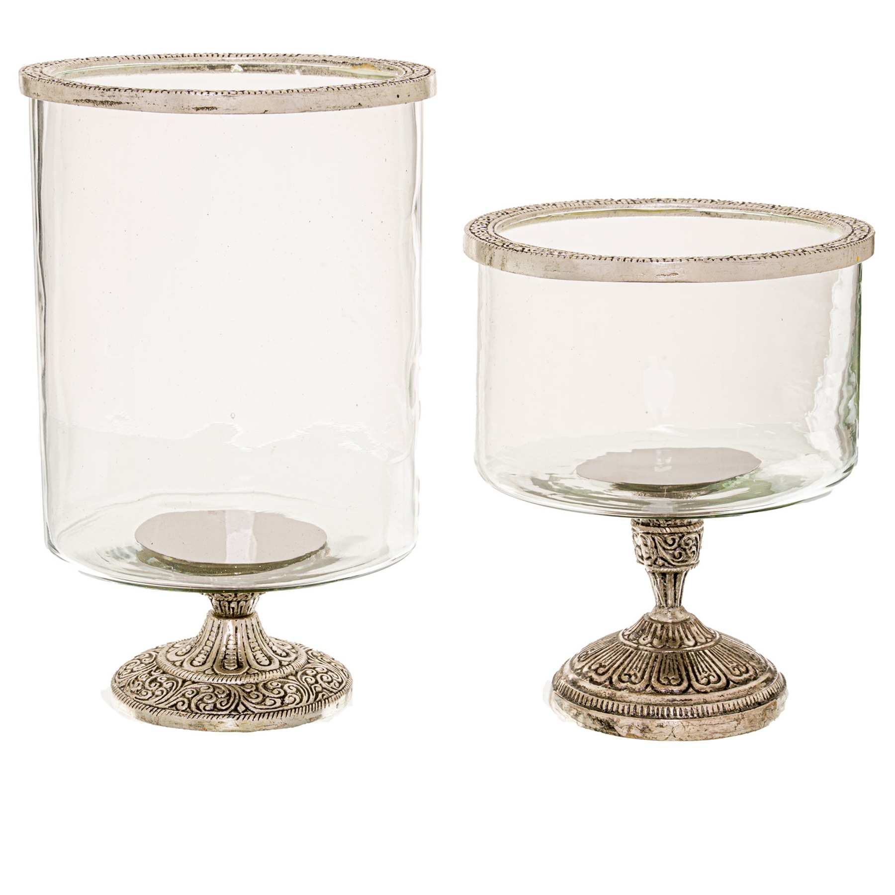 Silver Rim Hurricane Lamp