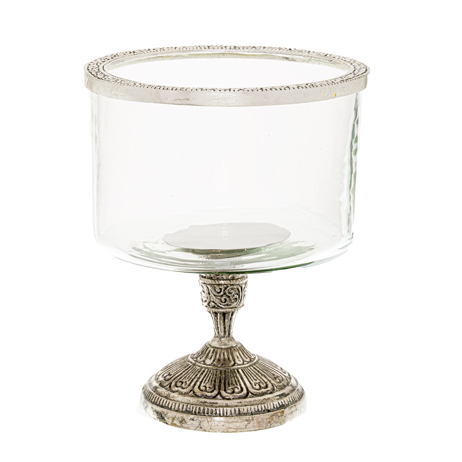 Silver Rim Hurricane Lamp - Image 1