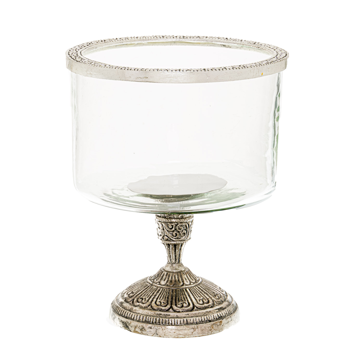 Silver Rim Hurricane Lamp