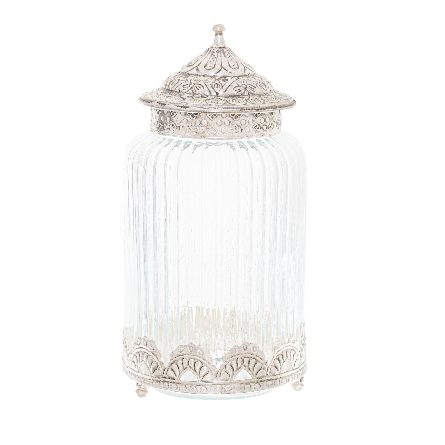 Decorative Silver Topped Large Trinket Jar - Image 1
