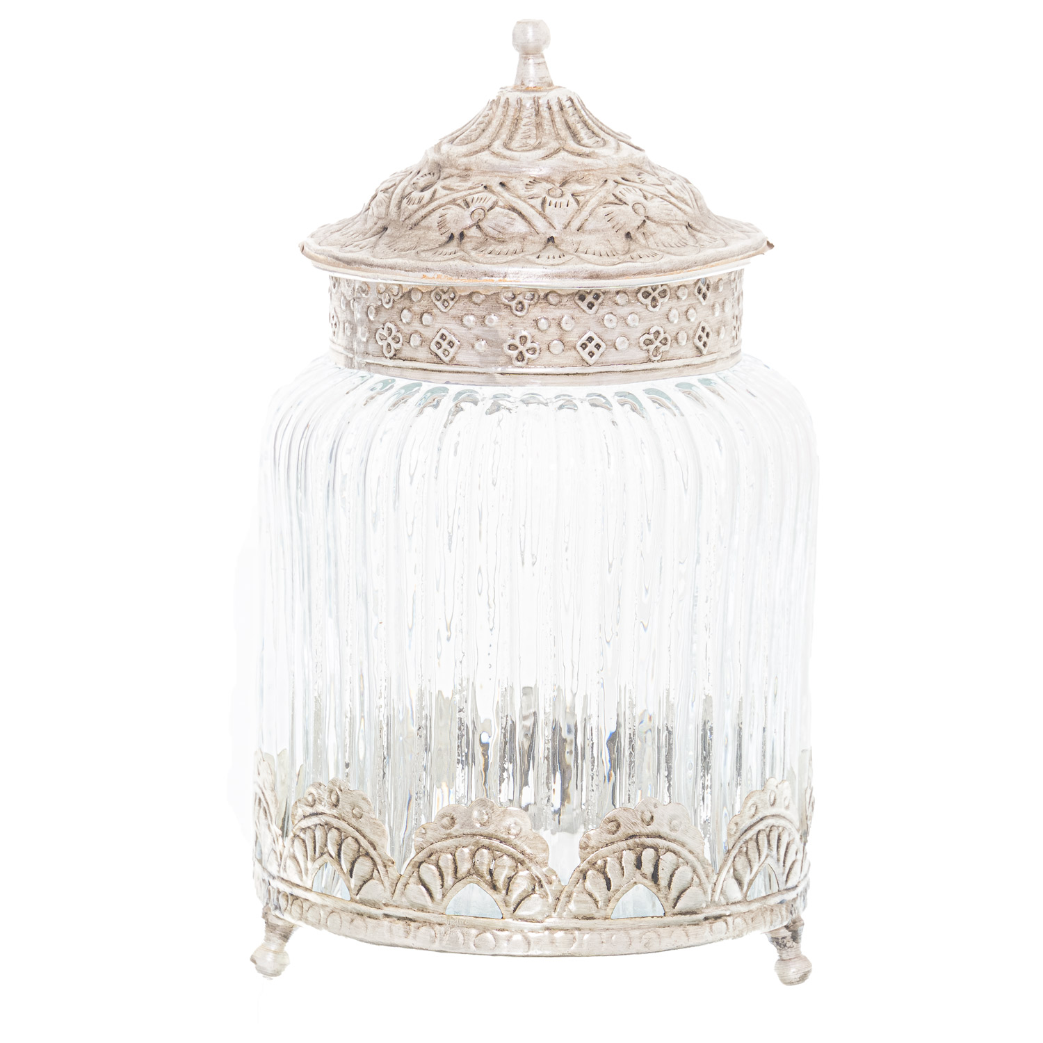 Decorative Silver Topped Trinket Jar - Image 1